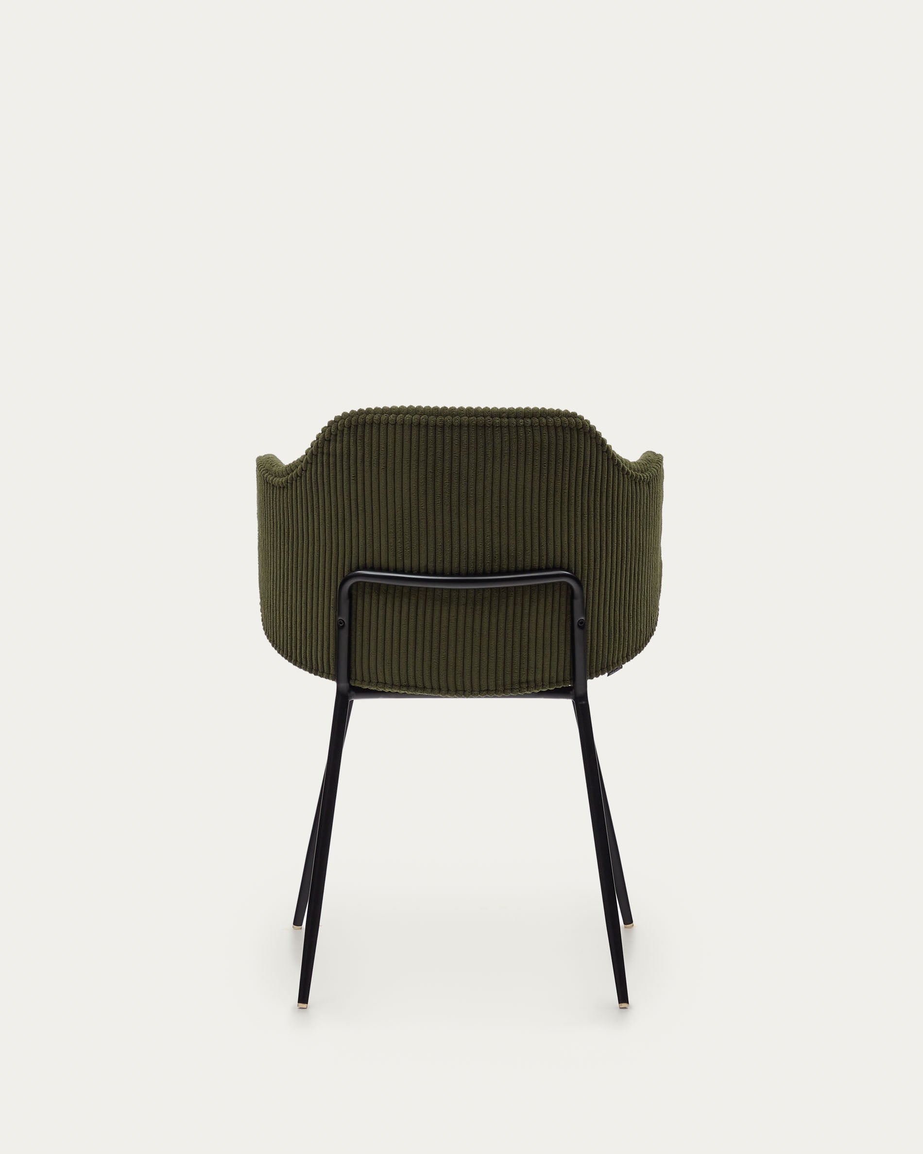 Yunia chair in green wide seam corduroy with steel legs in a painted black finish FR - Product View