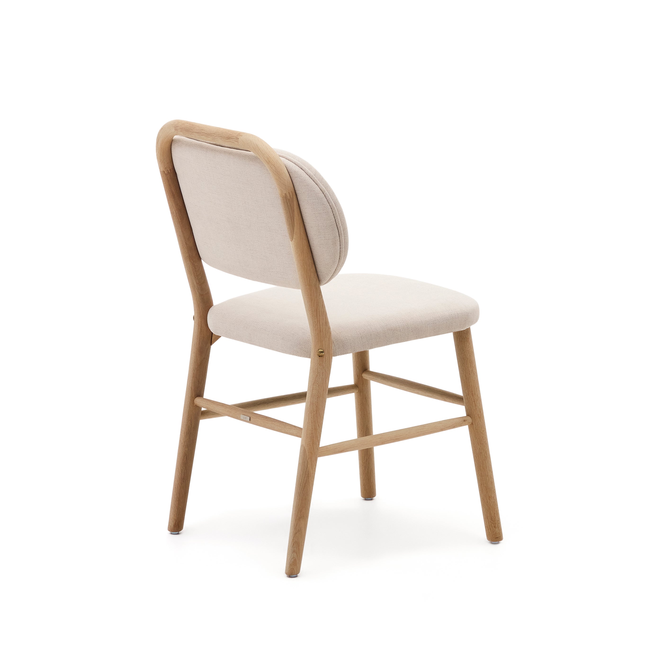 Helda chair in beige chenille and solid oak wood FSC Mix Credit - Product Image