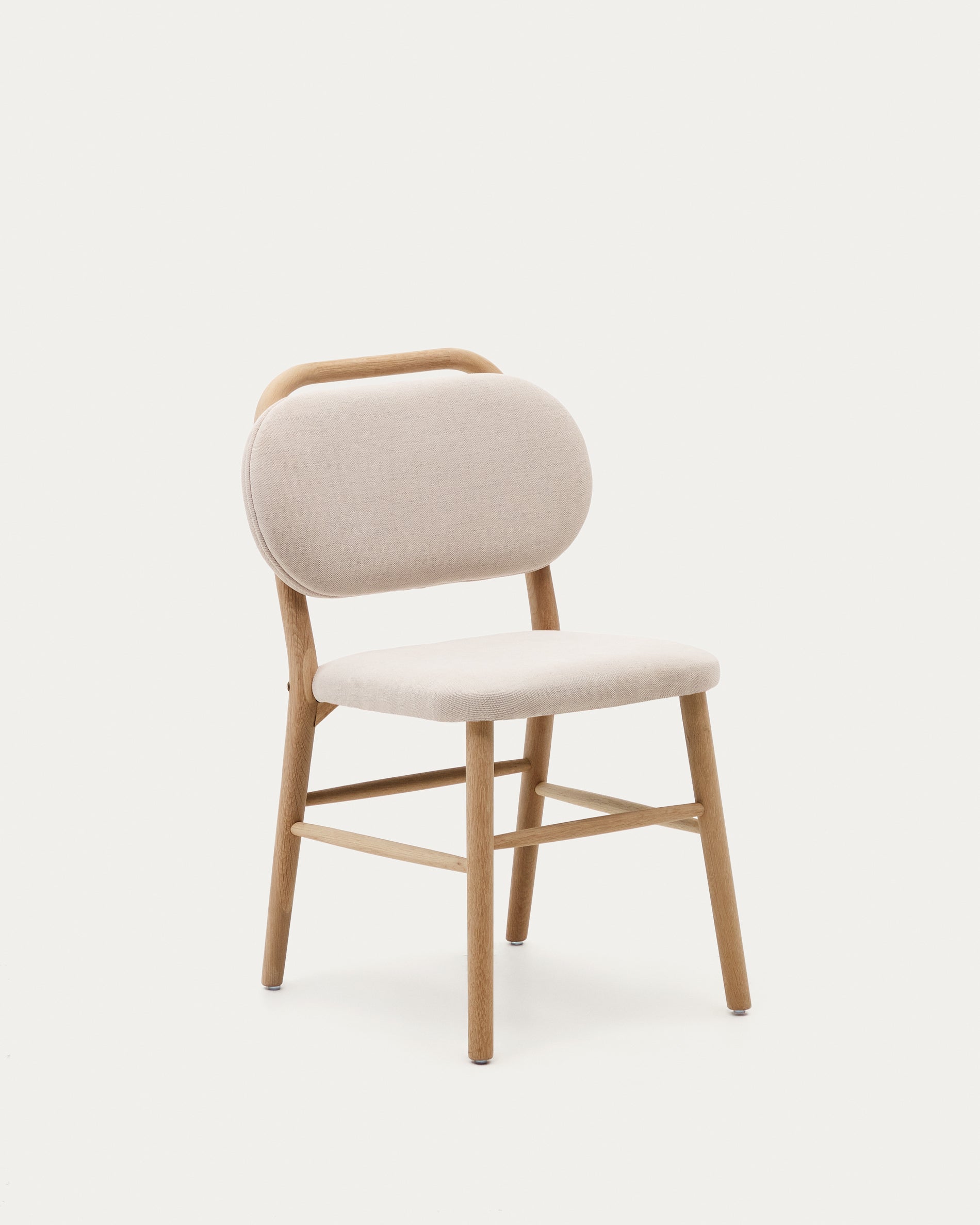 Helda chair in beige chenille and solid oak wood FSC Mix Credit - Product View