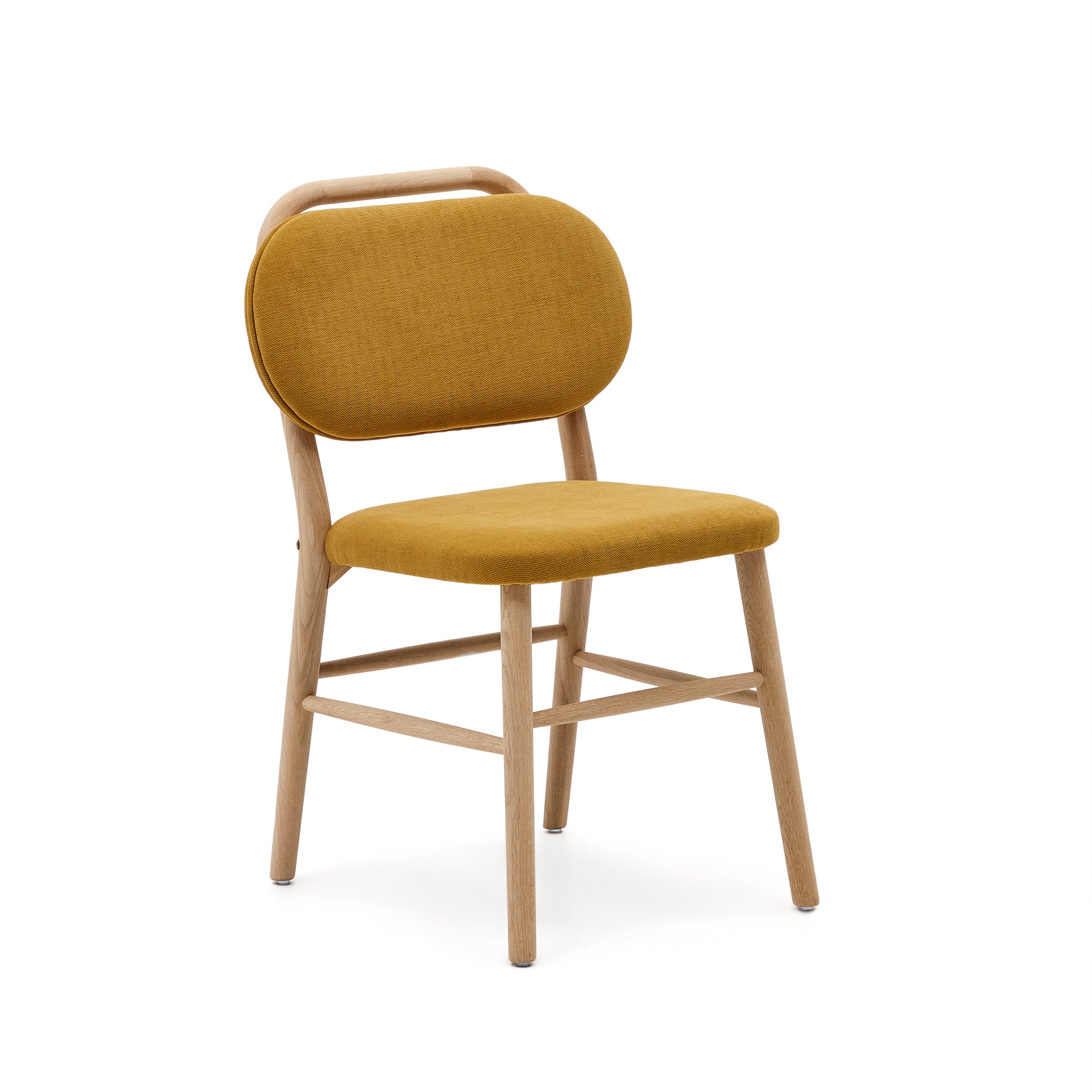 Helda chair in mustard chenille and solid oak wood FSC Mix Credit - Product Image