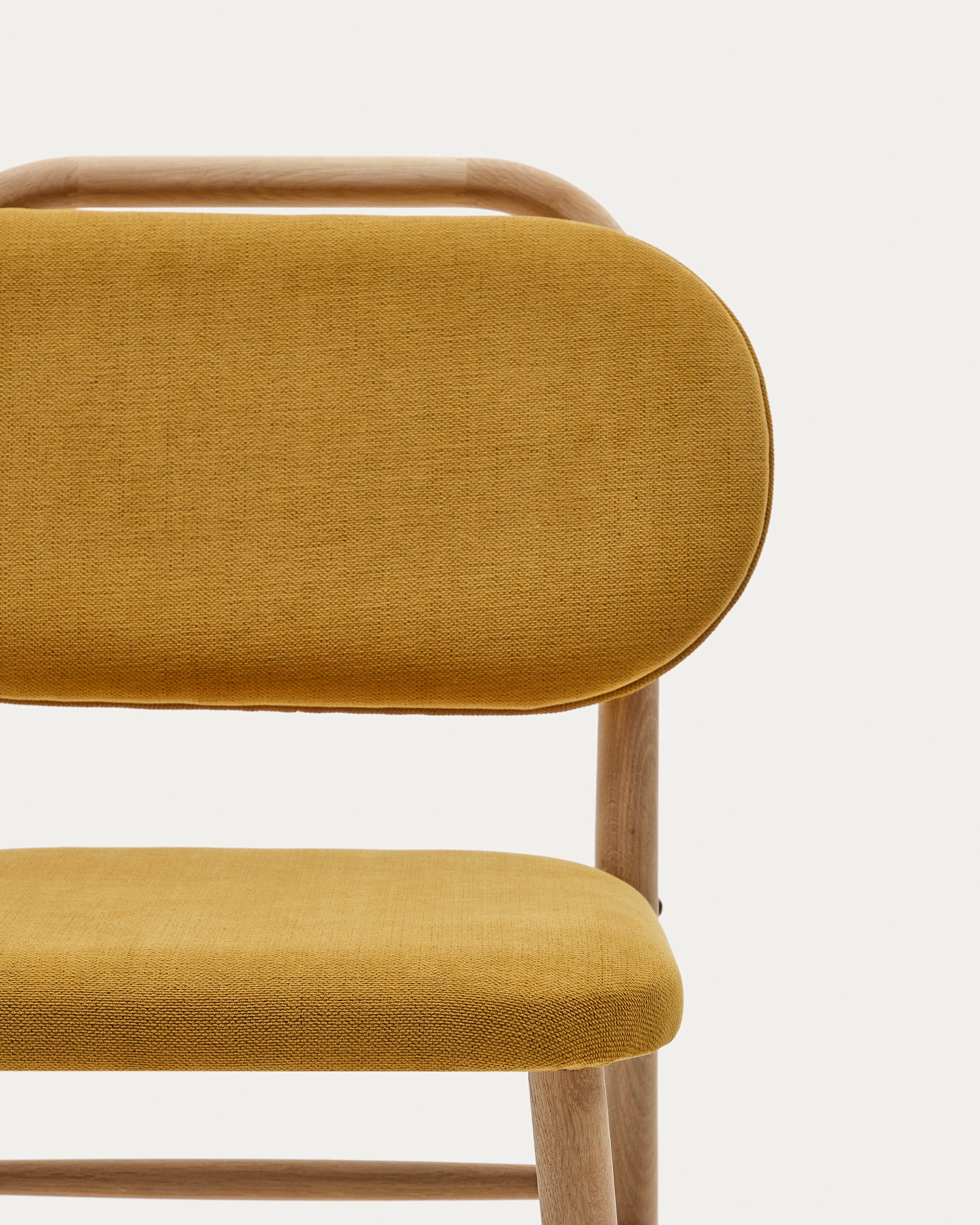 Helda chair in mustard chenille and solid oak wood FSC Mix Credit - Detail
