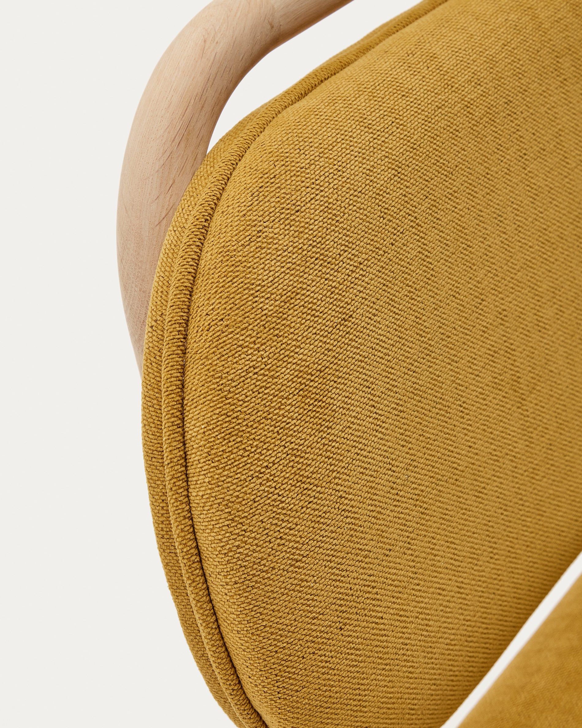 Helda chair in mustard chenille and solid oak wood FSC Mix Credit - Detail