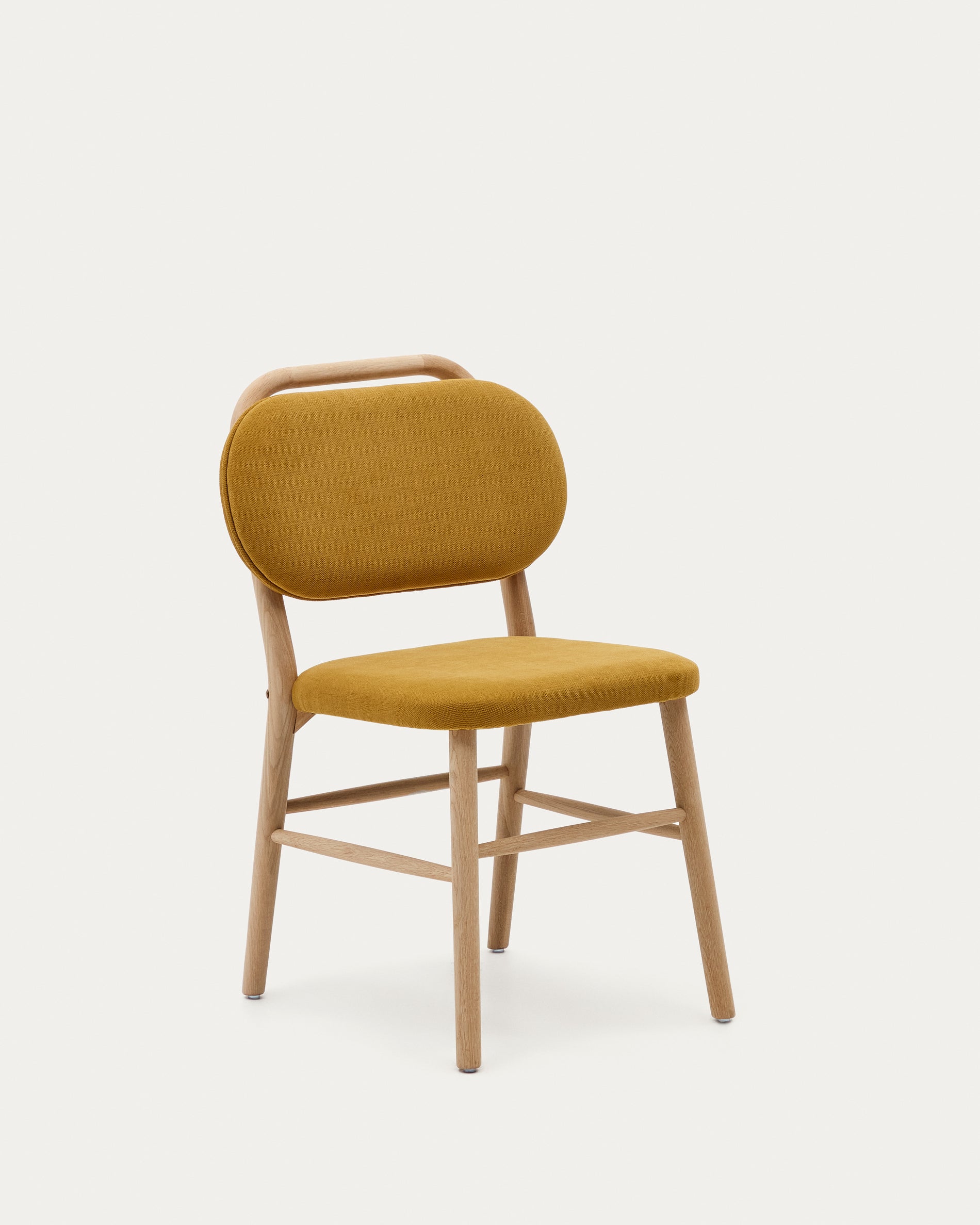 Helda chair in mustard chenille and solid oak wood FSC Mix Credit - Product View