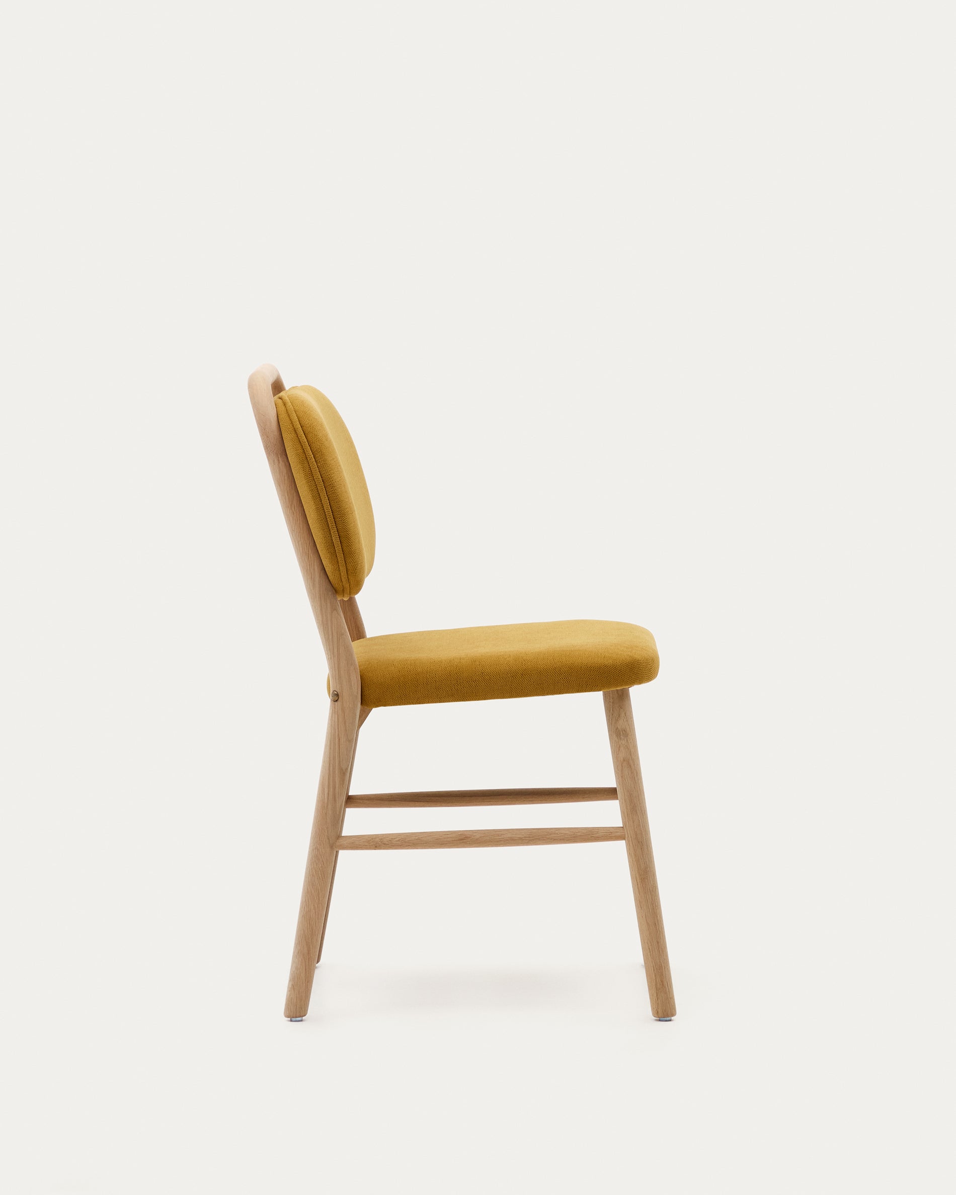 Helda chair in mustard chenille and solid oak wood FSC Mix Credit - Product View