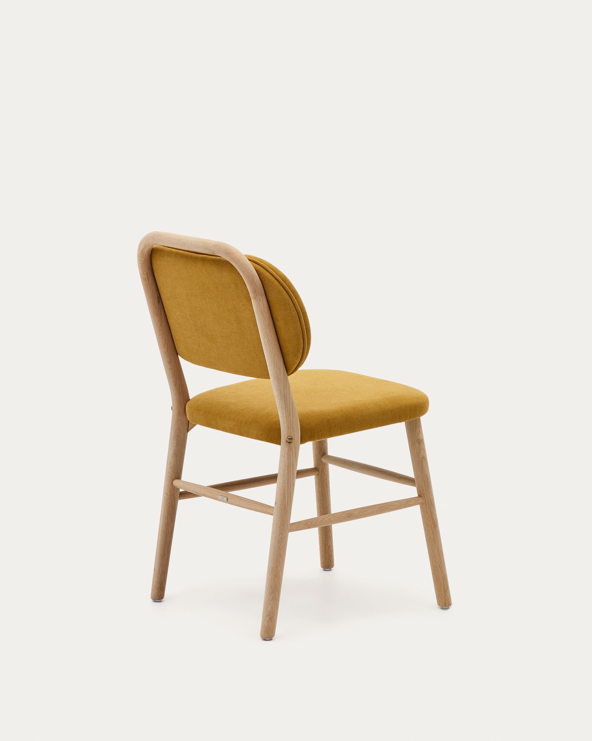 Helda chair in mustard chenille and solid oak wood FSC Mix Credit - Product View