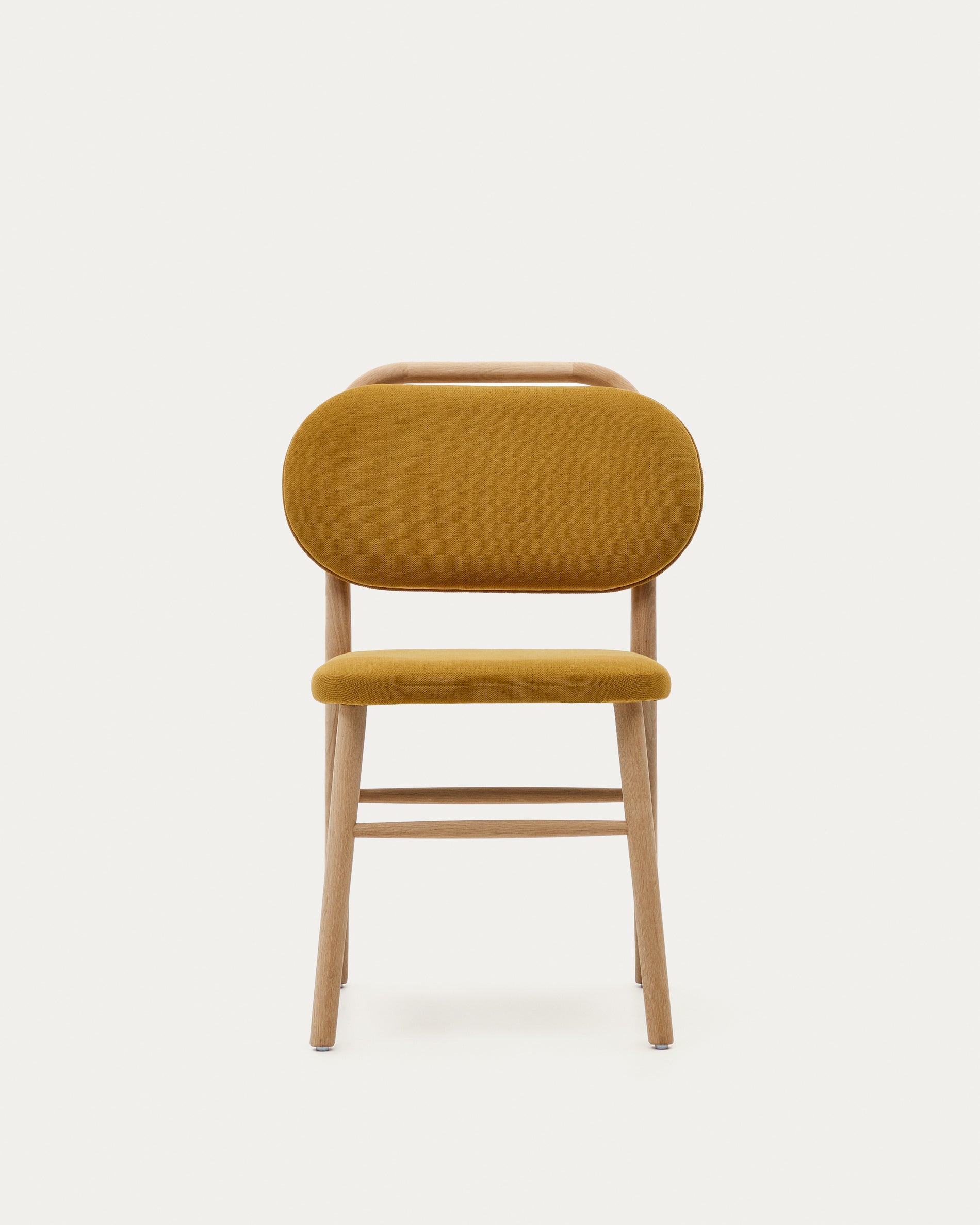 Helda chair in mustard chenille and solid oak wood FSC Mix Credit - Product View
