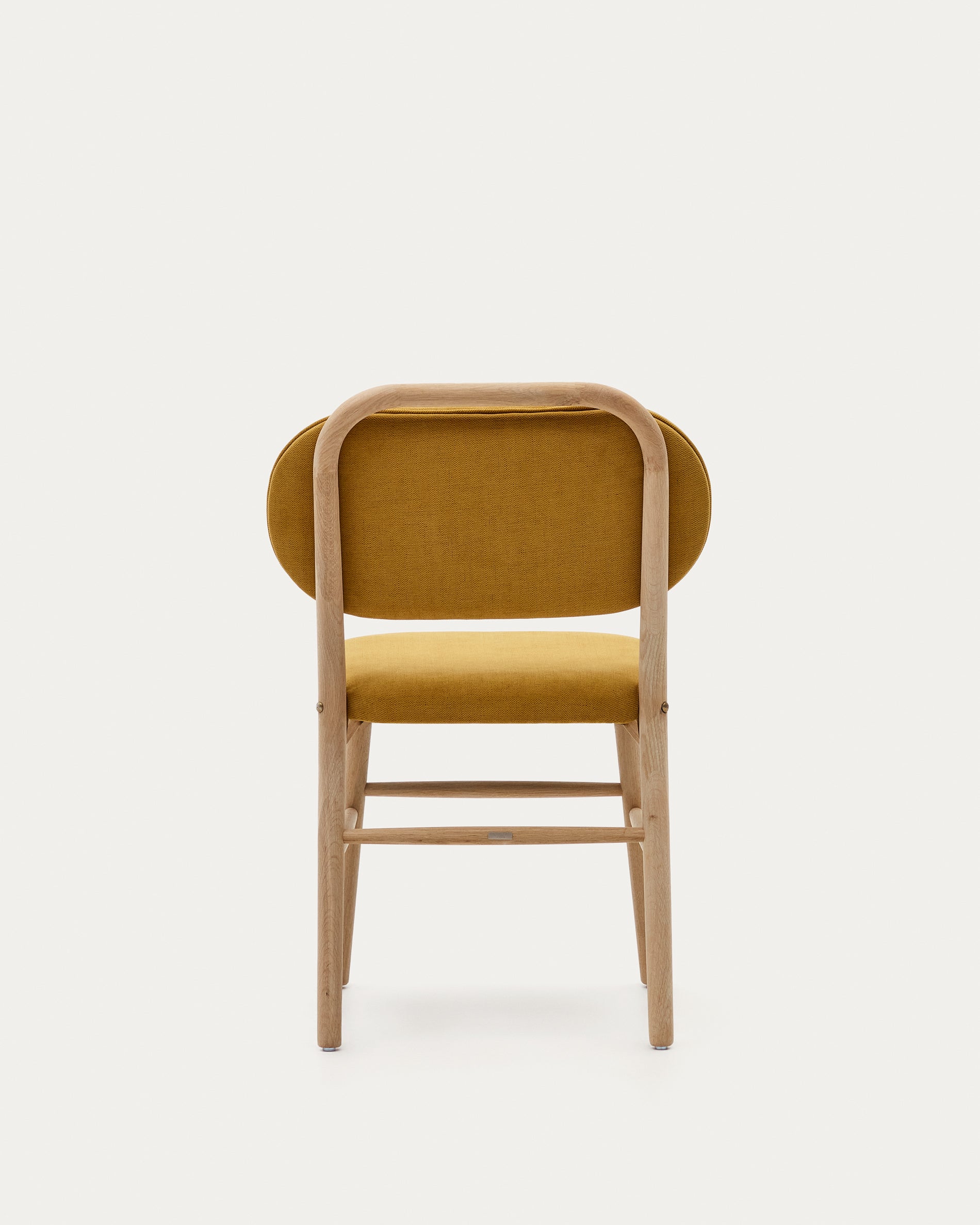 Helda chair in mustard chenille and solid oak wood FSC Mix Credit - Product View