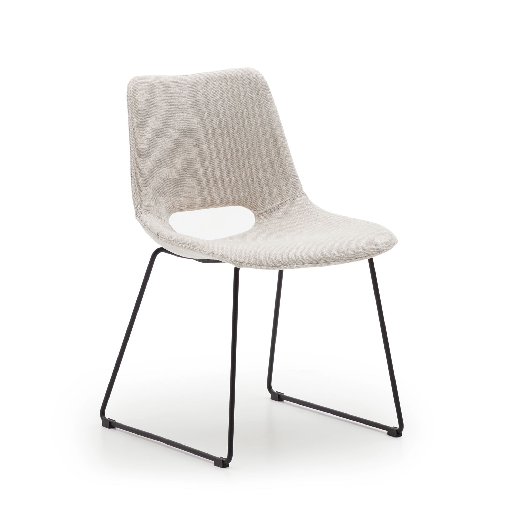 Zahara chair in beige with steel legs in a black finish - Product Image