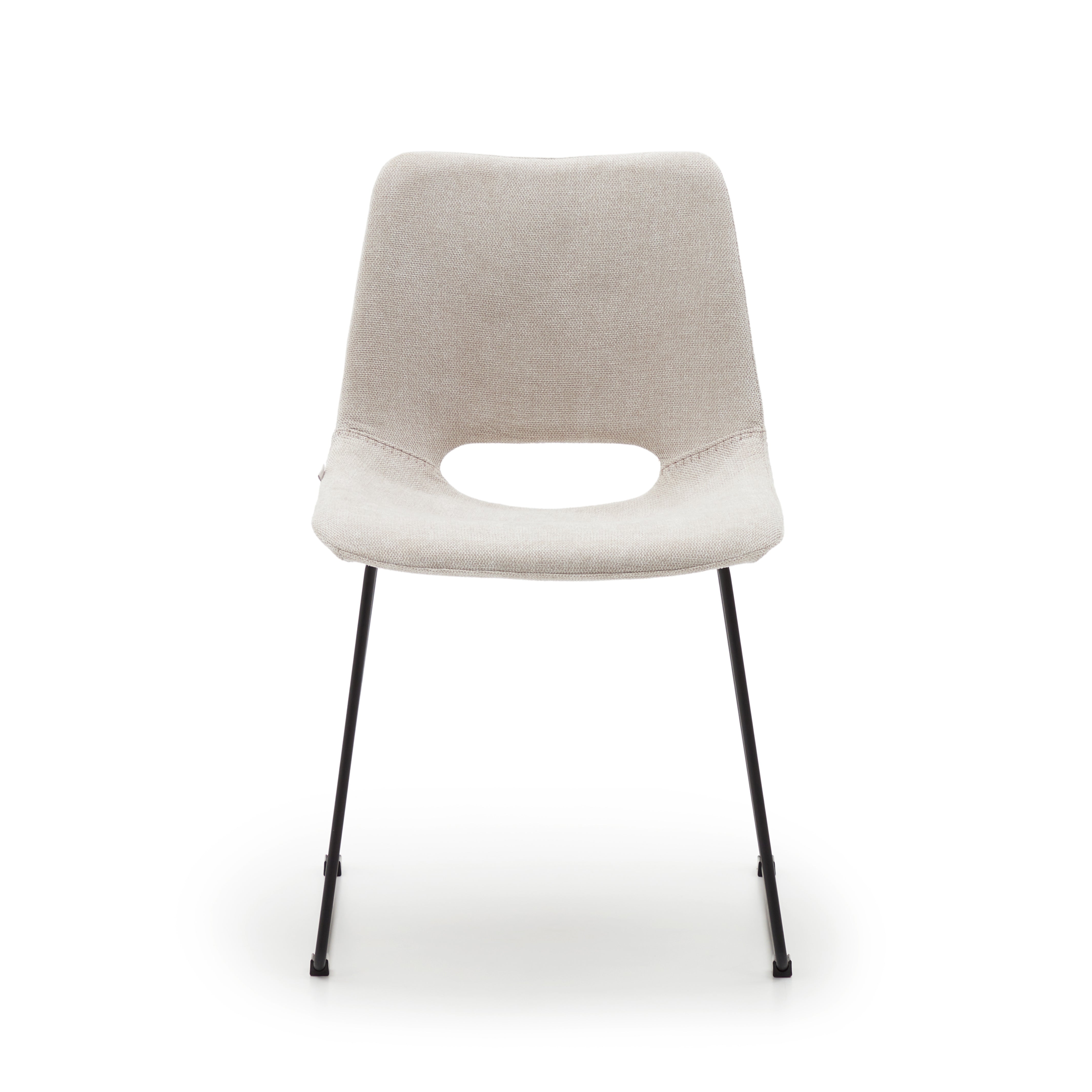 Zahara chair in beige with steel legs in a black finish - Product Image