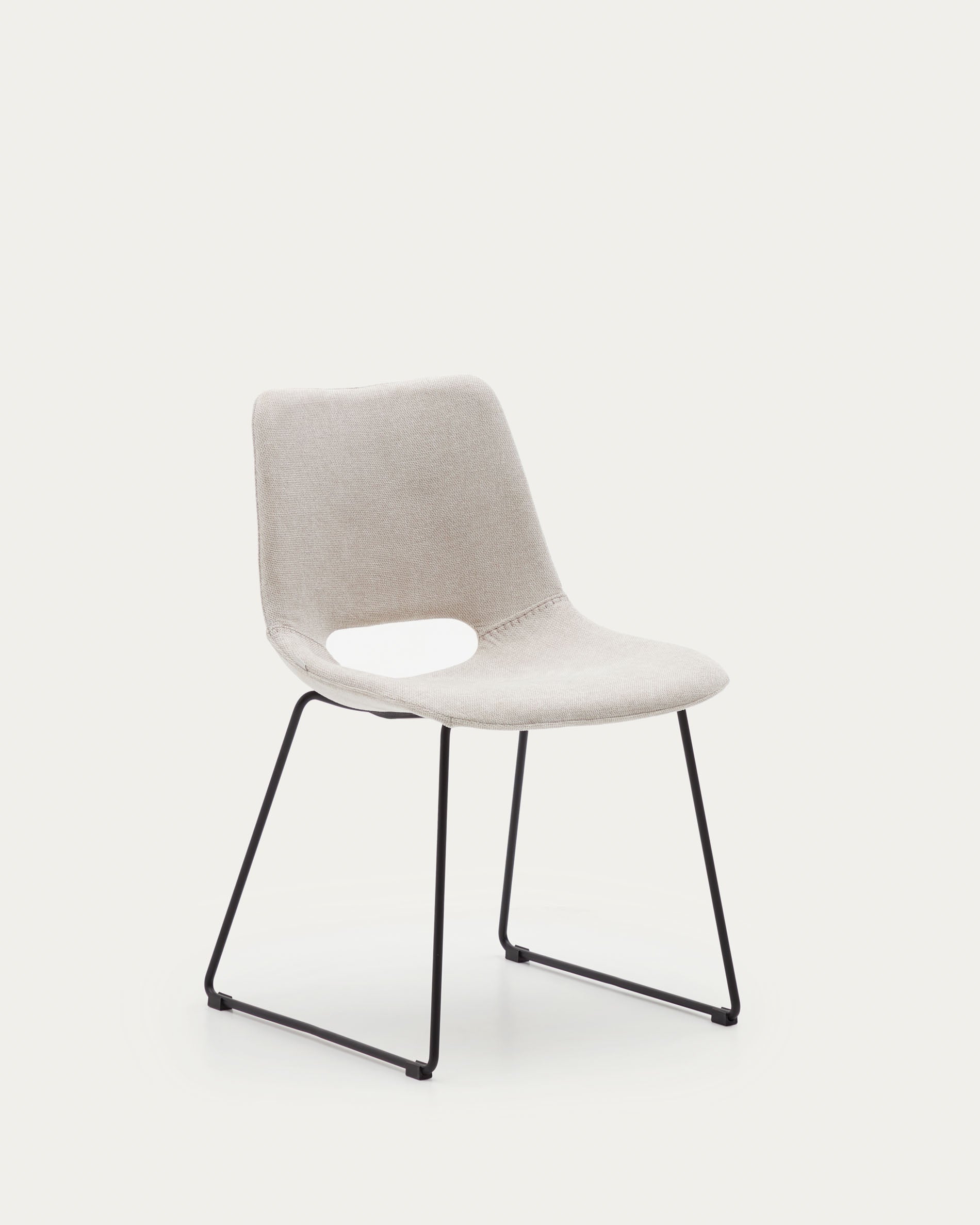 Zahara chair in beige with steel legs in a black finish - Product View