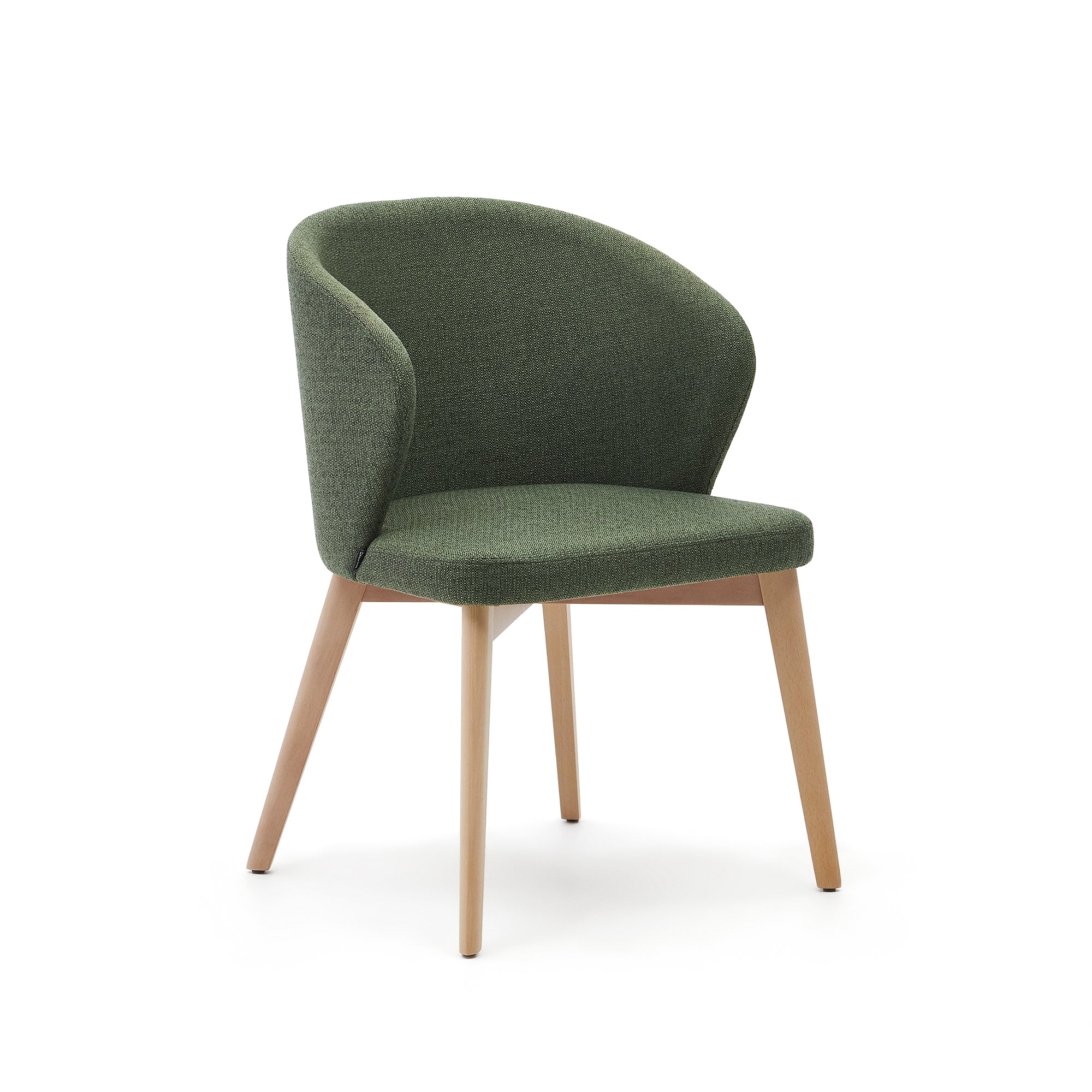 Darice szék zöld chenille-ben és 100% FSC minősített masszív bükkfából natúr befejezéssel