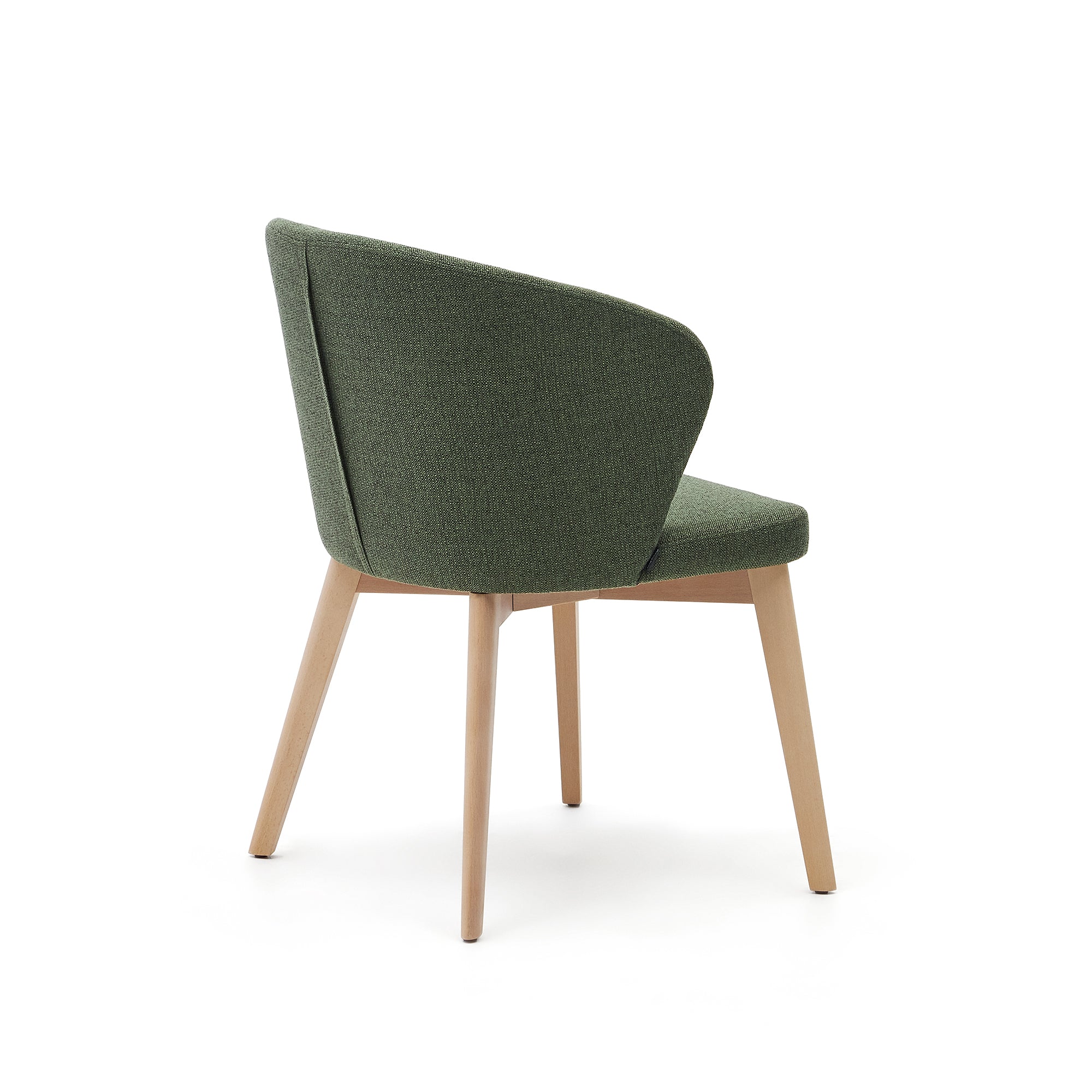 Darice chair in green chenille and solid beech wood in a natural finish FSC 100% - Product Image