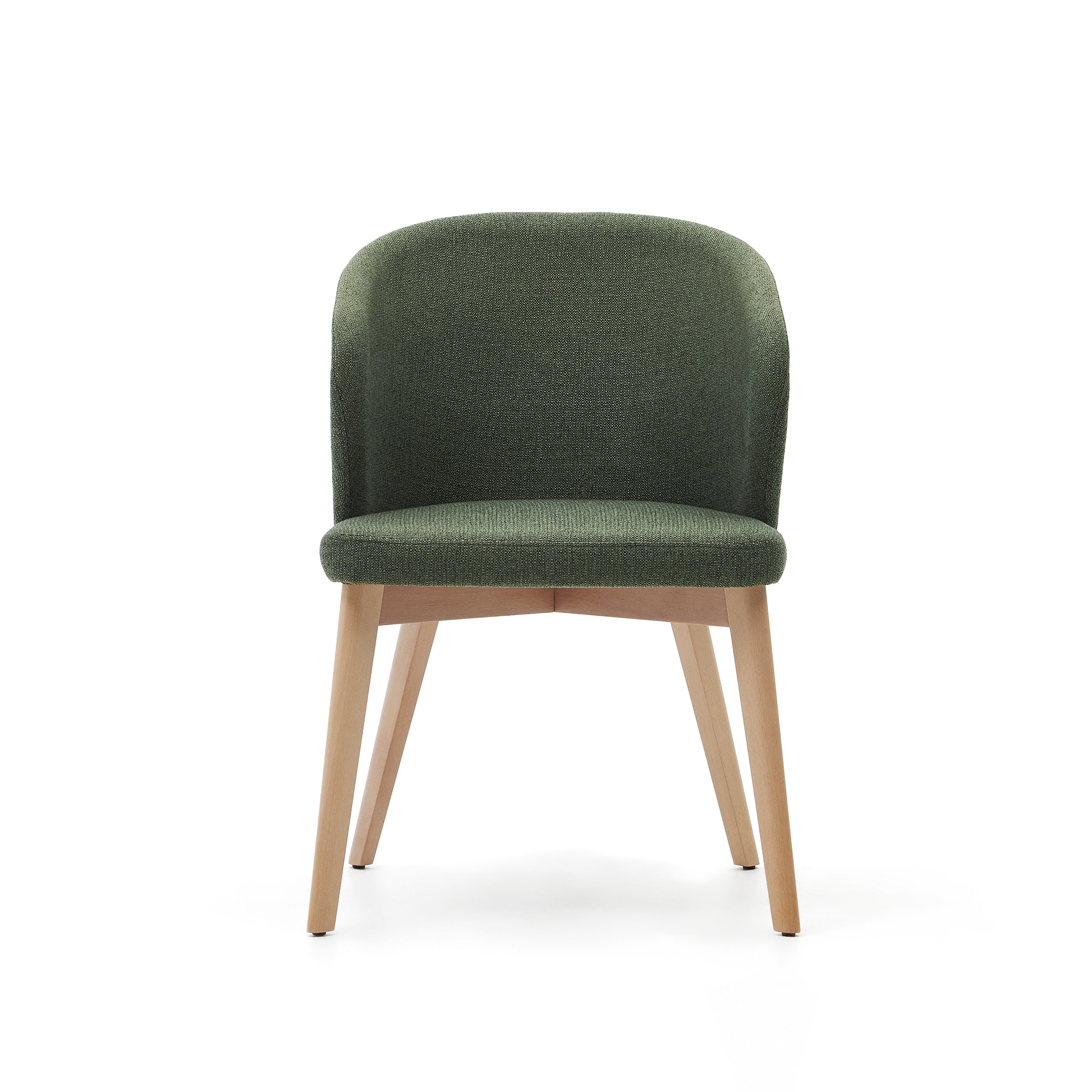 Darice chair in green chenille and solid beech wood in a natural finish FSC 100% - Product Image
