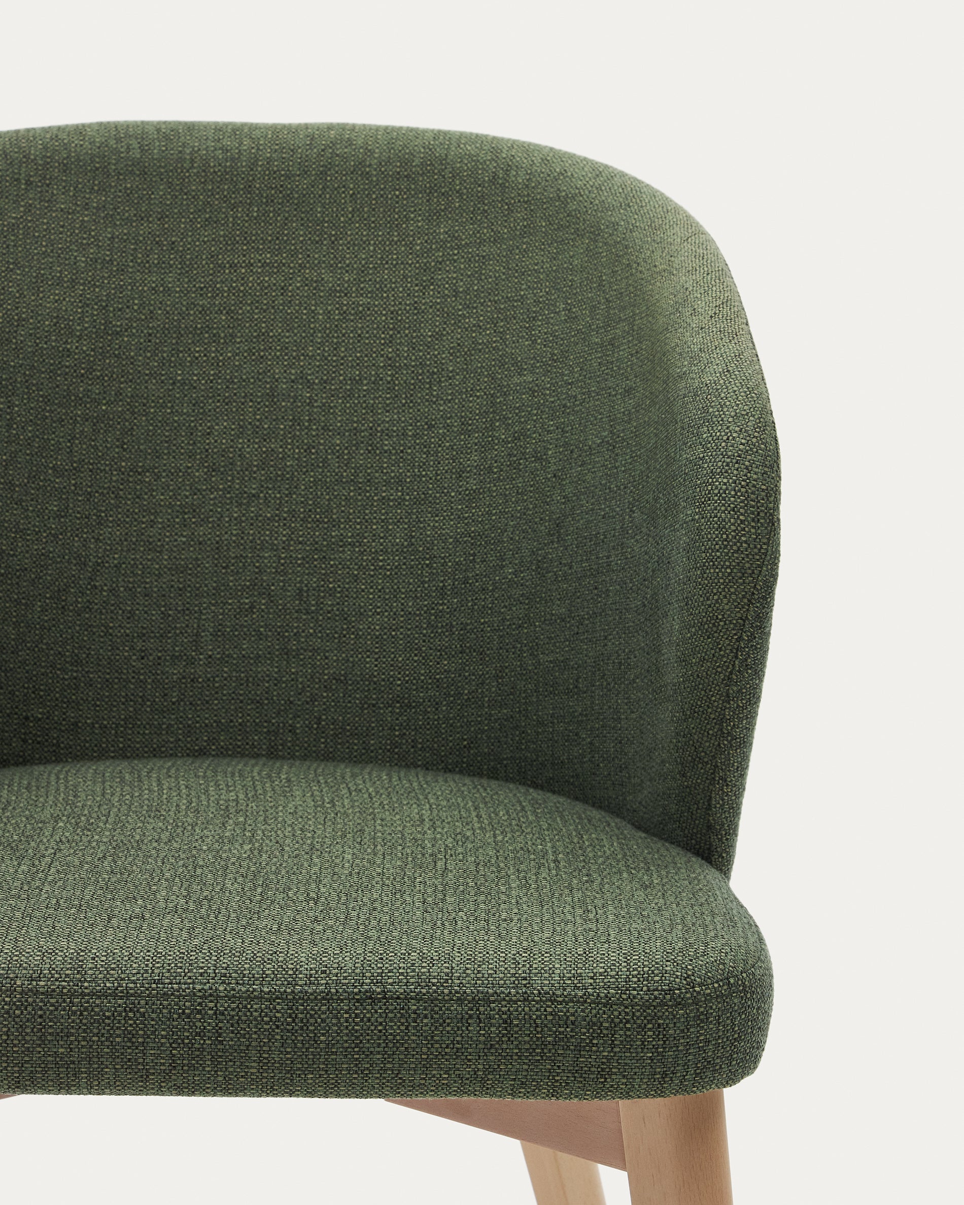 Darice chair in green chenille and 100% FSC certified solid beech wood with a natural finish