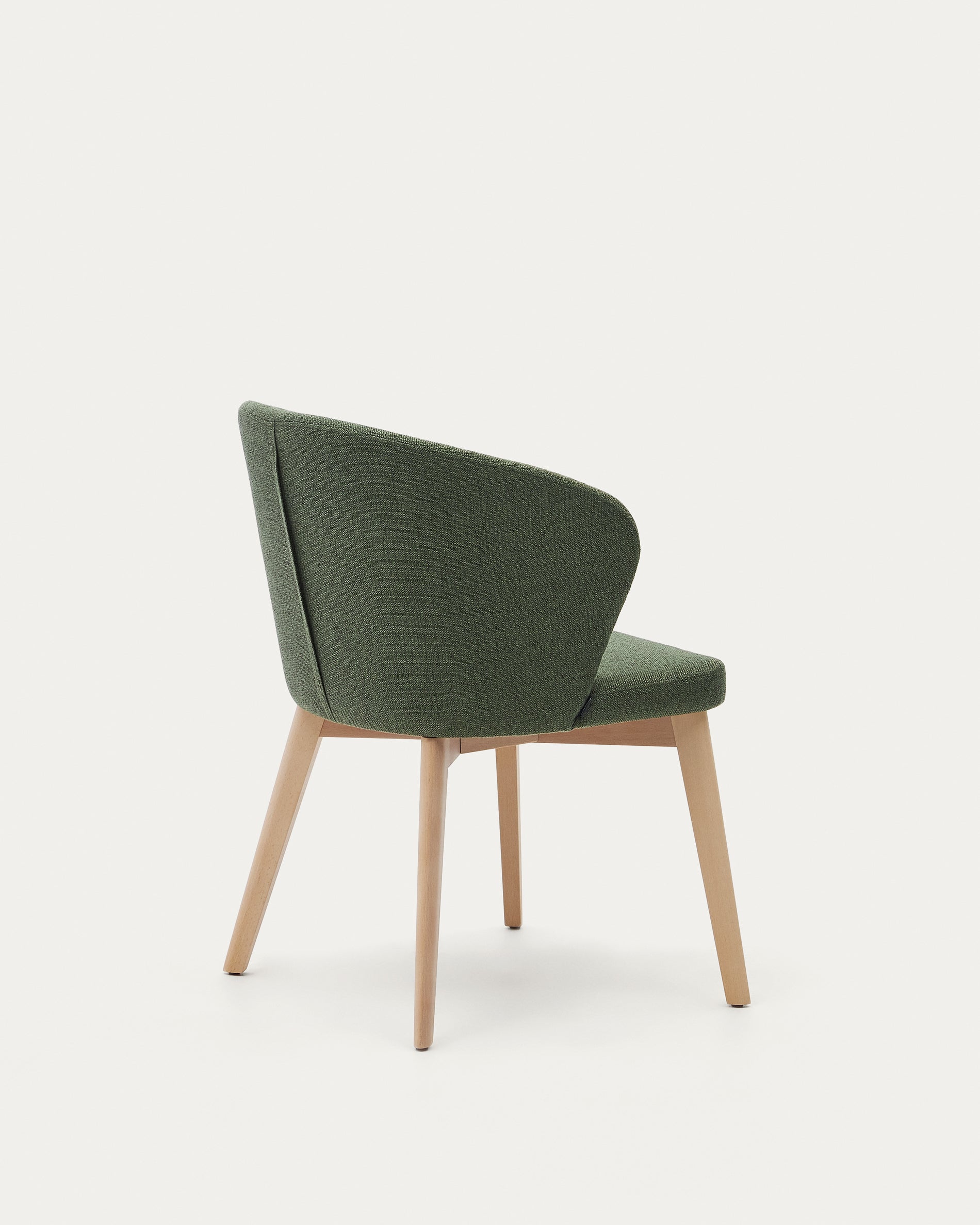 Darice chair in green chenille and 100% FSC certified solid beech wood with a natural finish