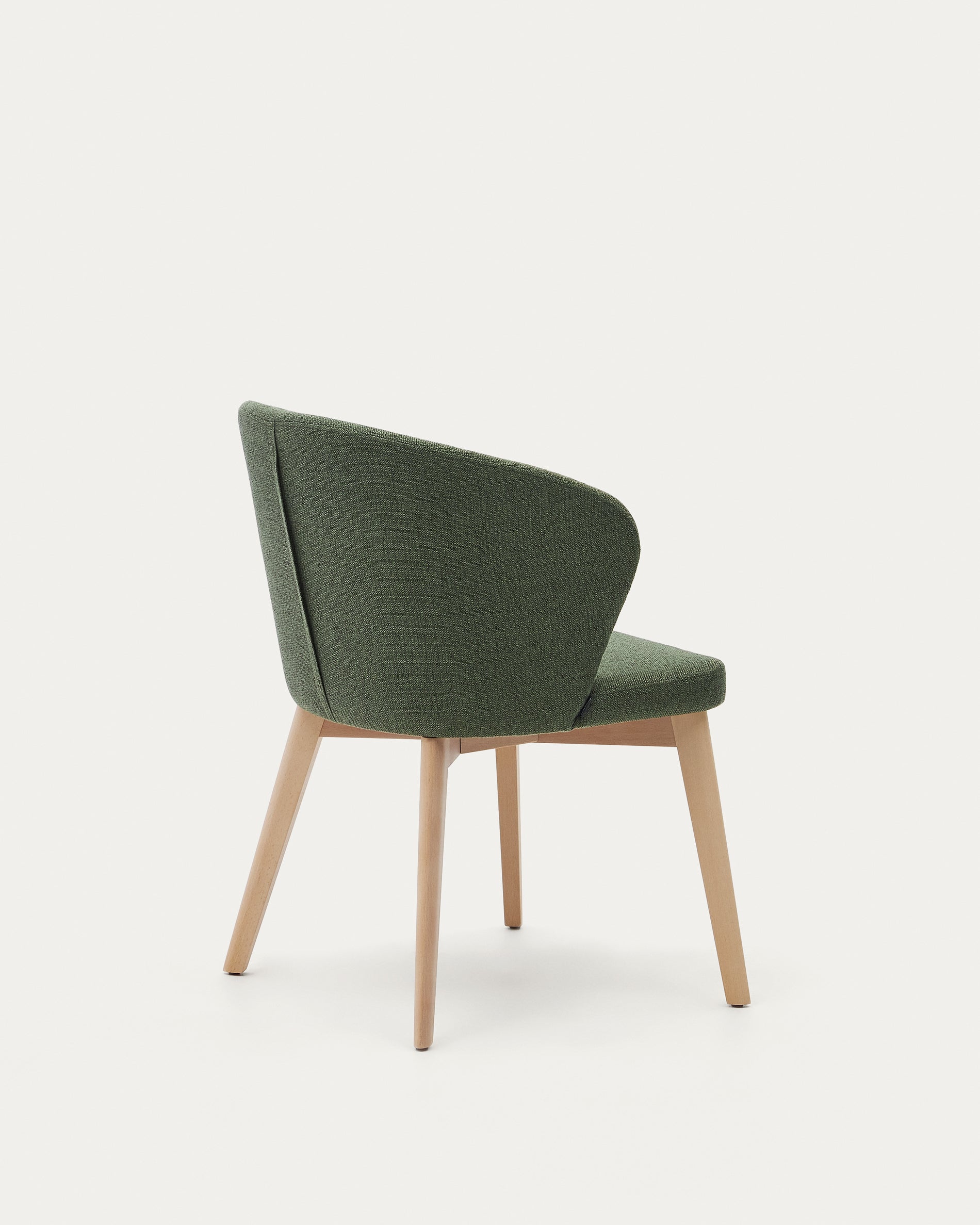 Darice chair in green chenille and solid beech wood in a natural finish FSC 100% - Product View