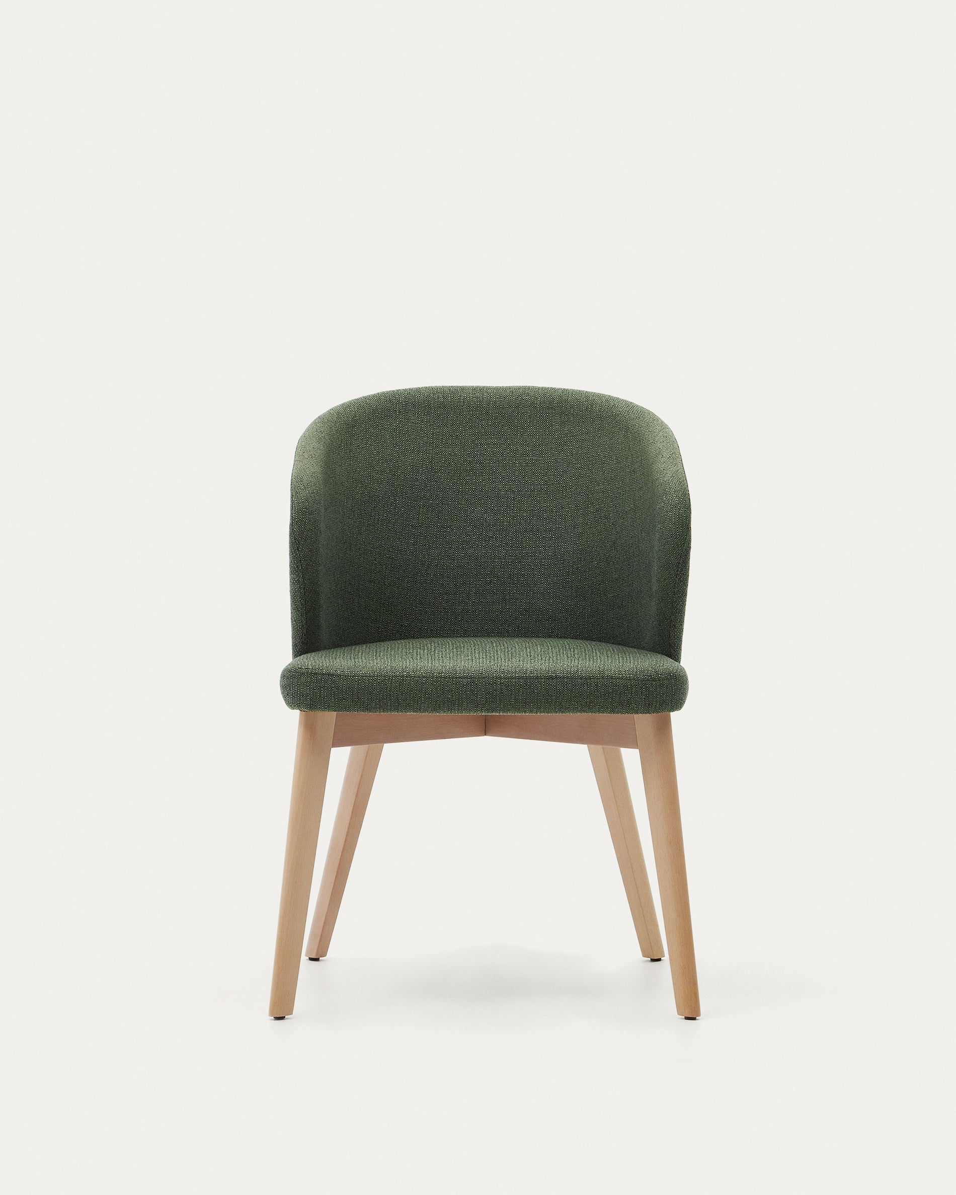 Darice chair in green chenille and solid beech wood in a natural finish FSC 100% - Product View