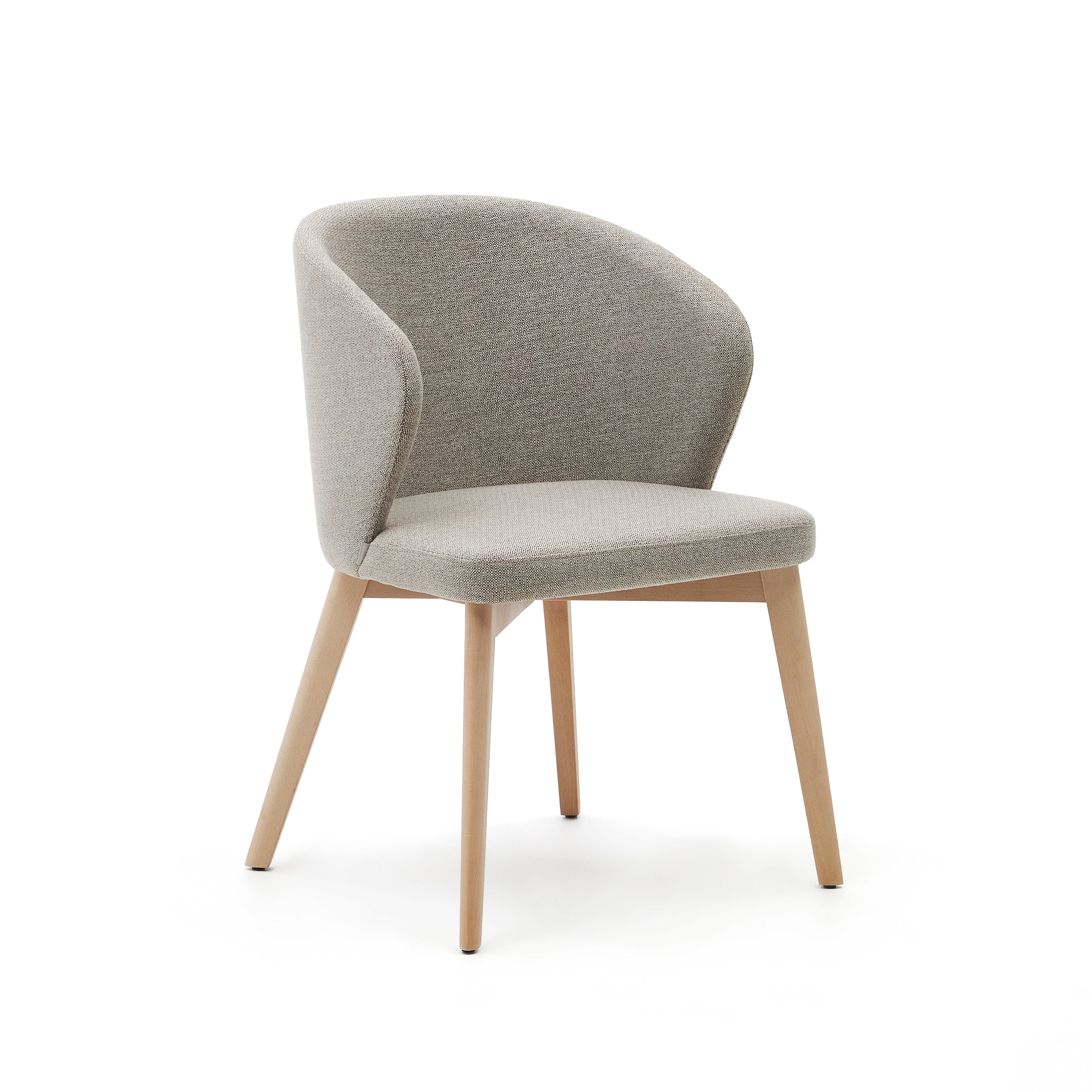 Darice chair in brown chenille and 100% FSC certified solid beech wood with a natural finish