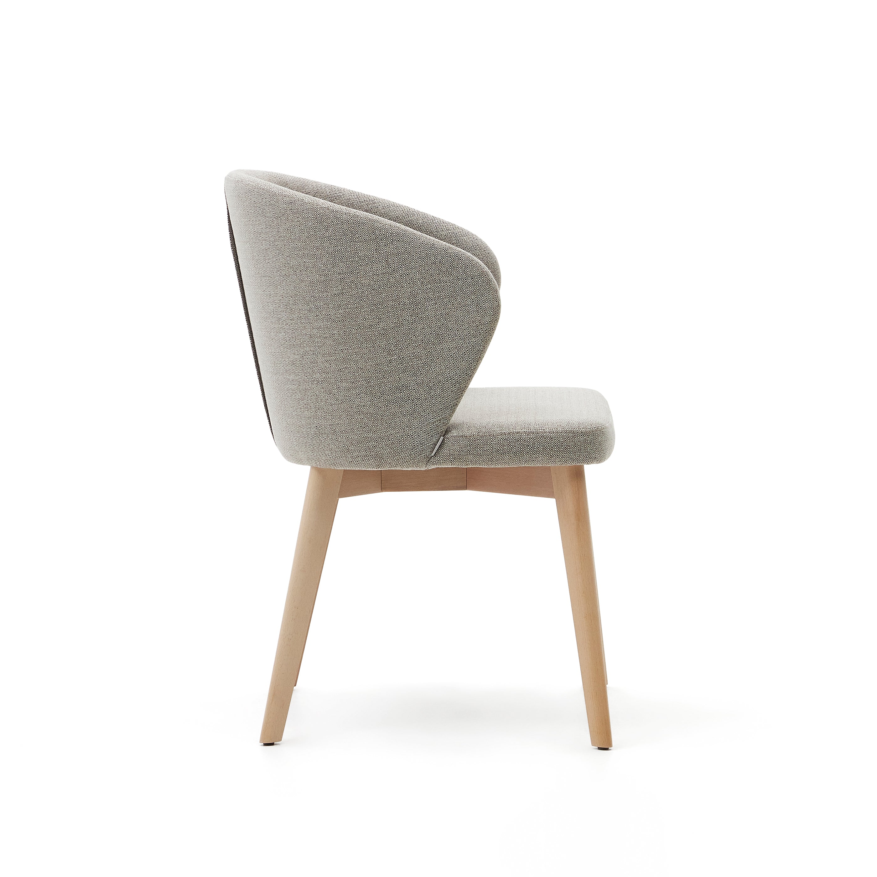 Darice chair in brown chenille and 100% FSC certified solid beech wood with a natural finish