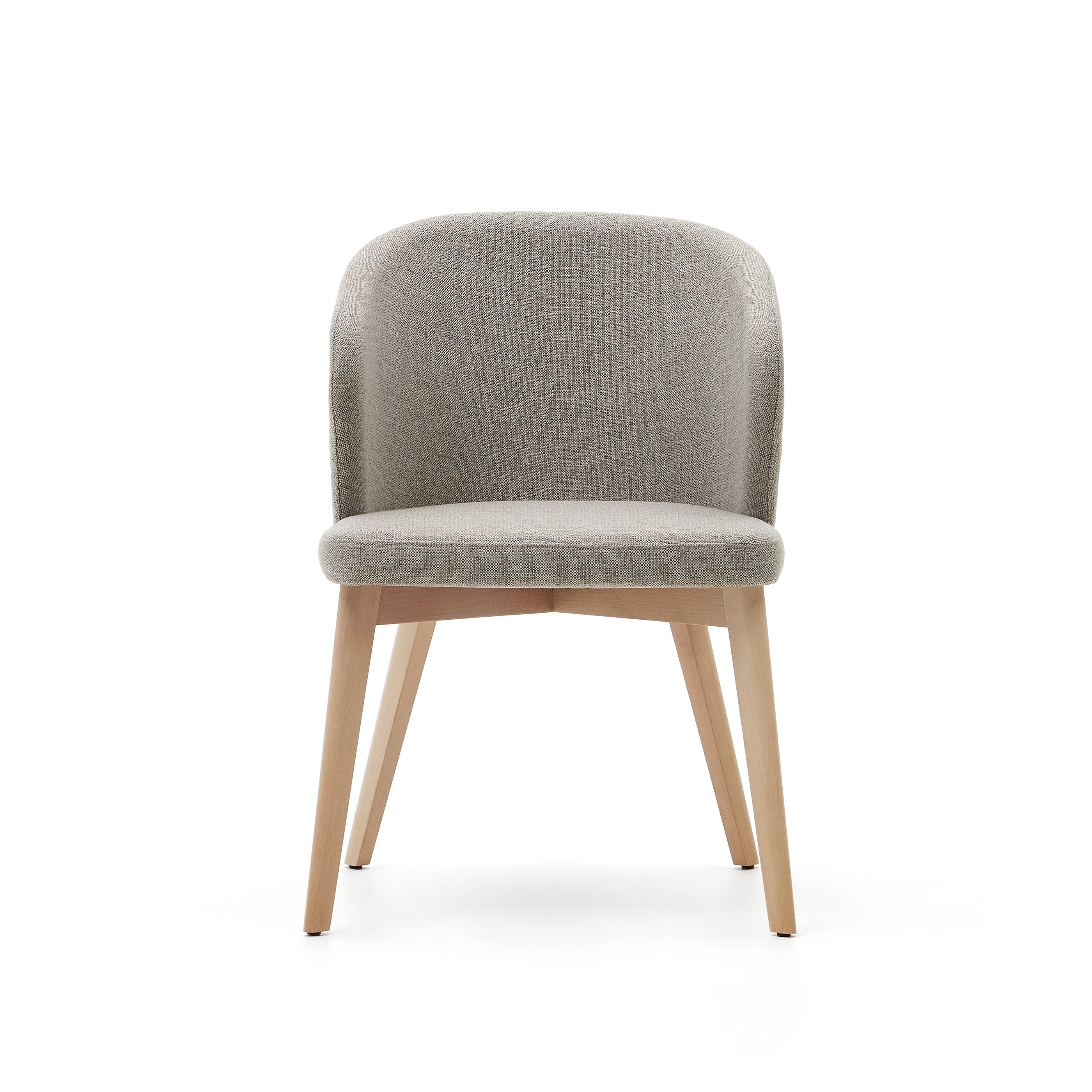 Darice chair in brown chenille and 100% FSC certified solid beech wood with a natural finish