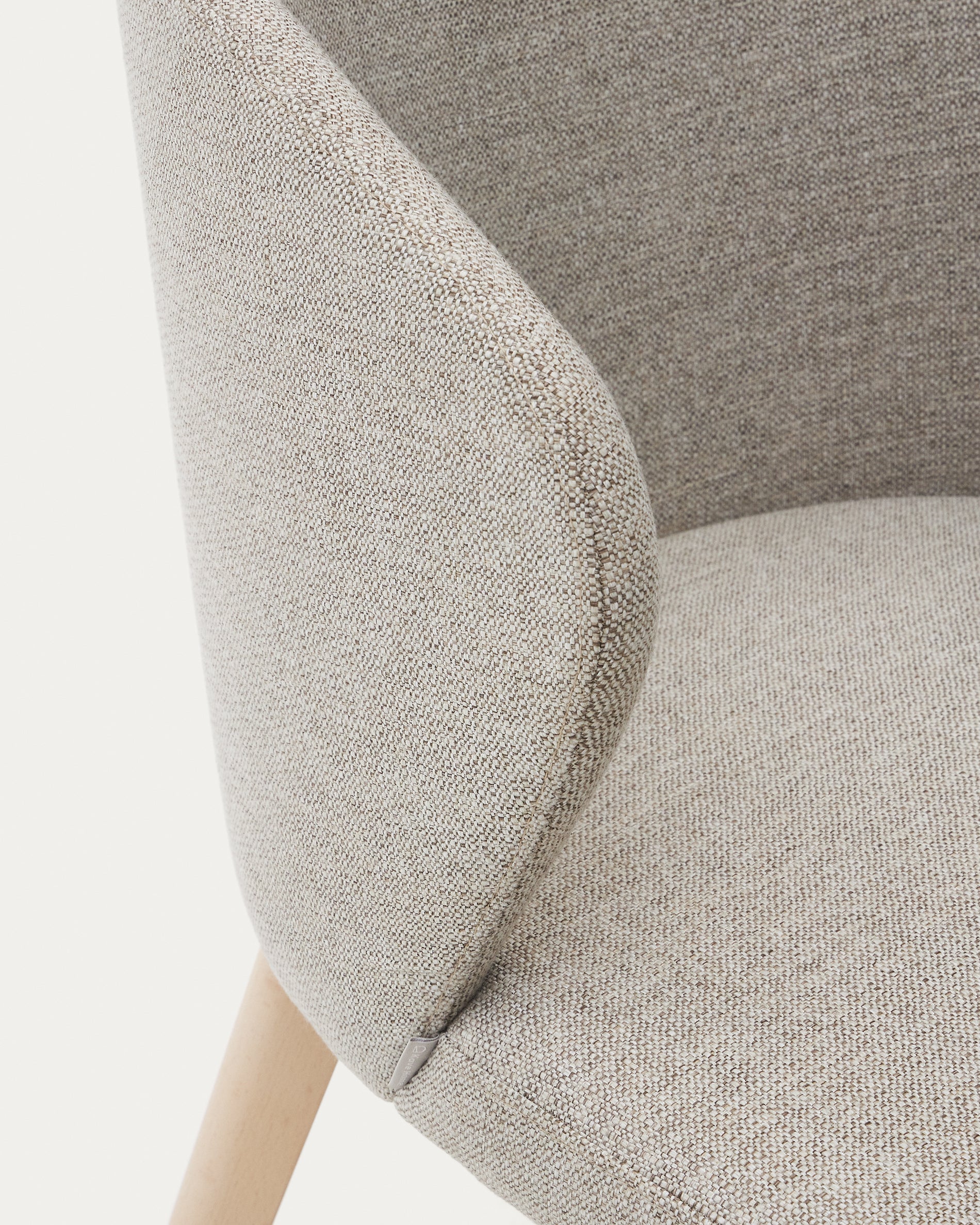 Darice chair in brown chenille and 100% FSC certified solid beech wood with a natural finish