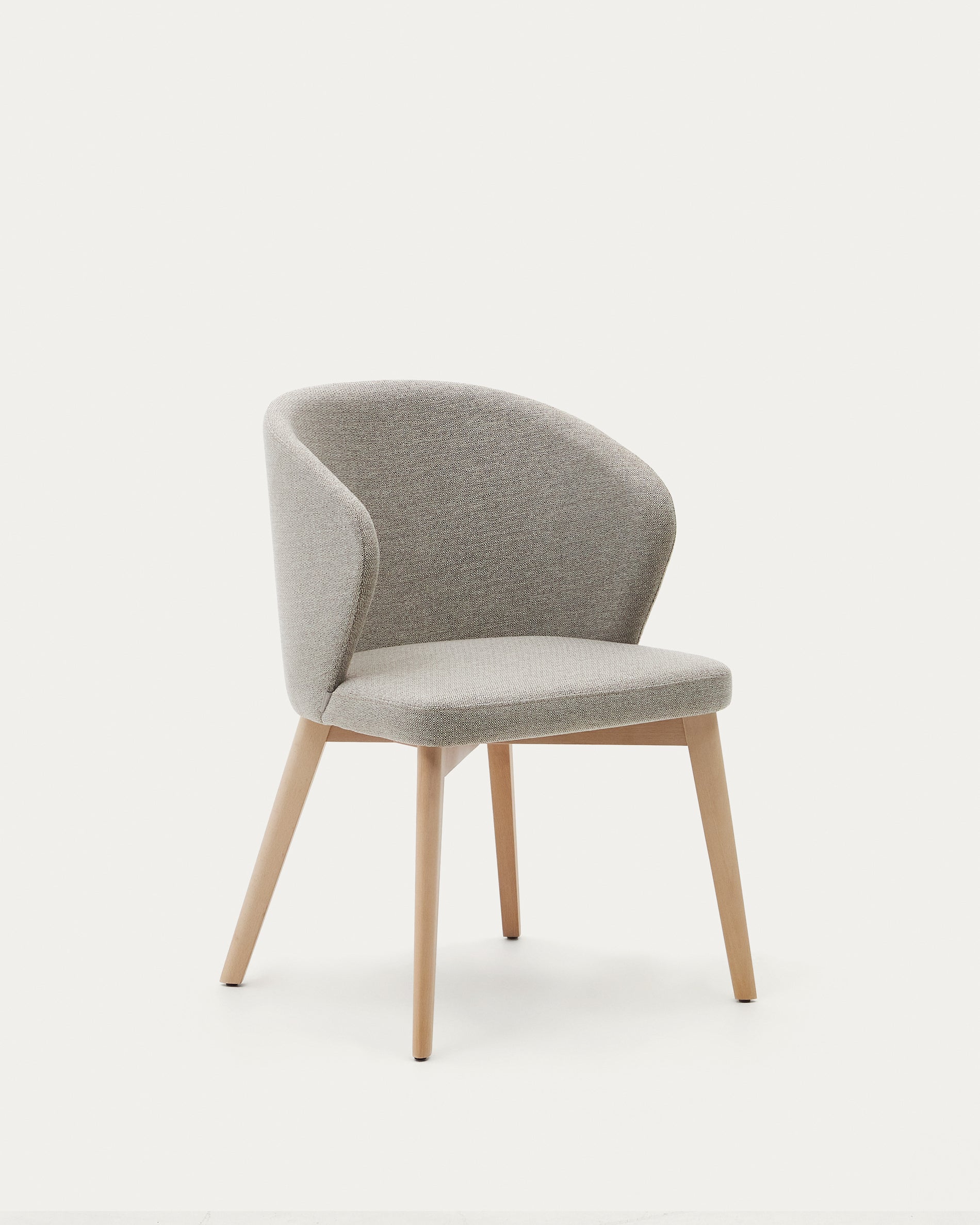 Darice chair in brown chenille and 100% FSC certified solid beech wood with a natural finish