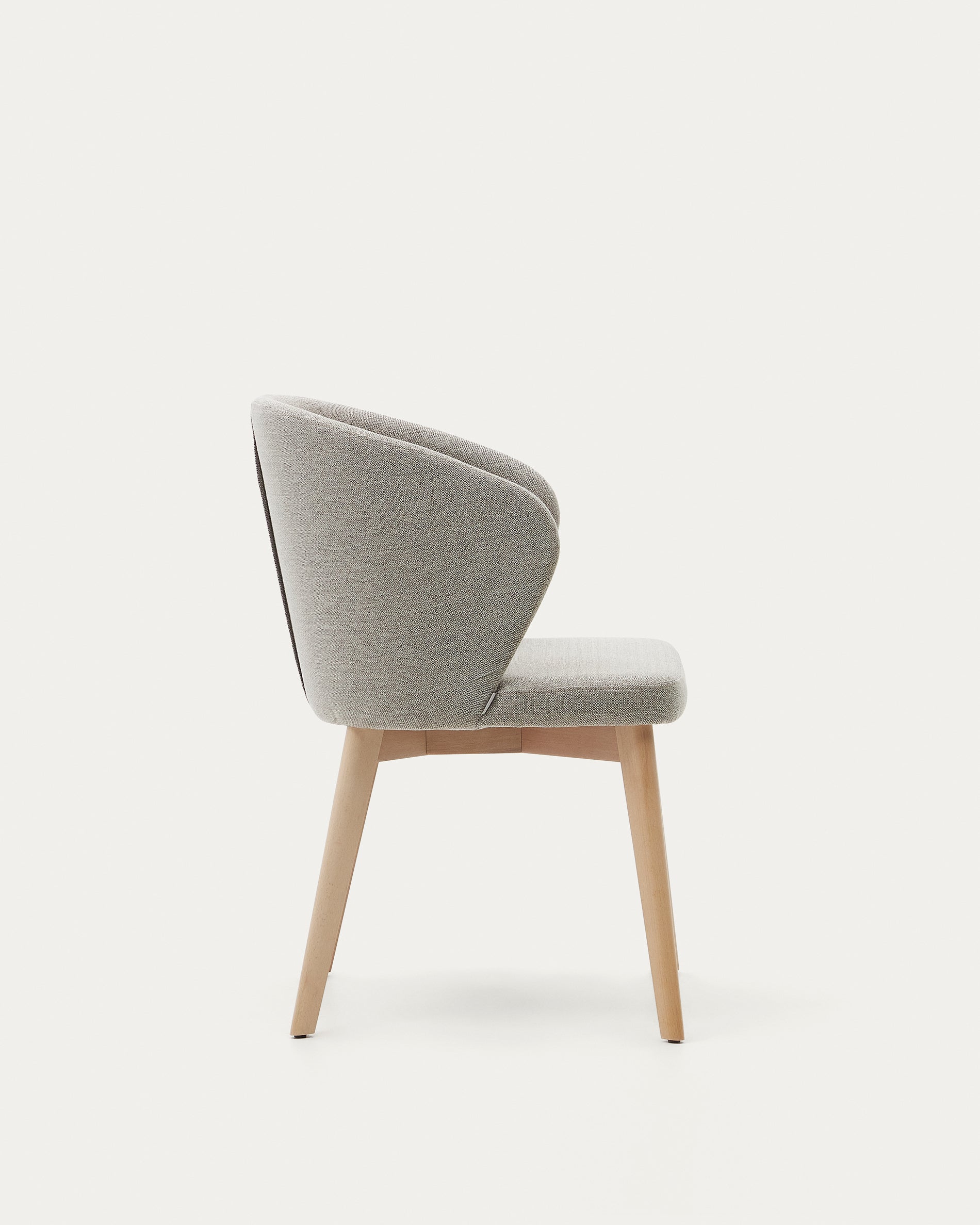 Darice chair in brown chenille and 100% FSC certified solid beech wood with a natural finish