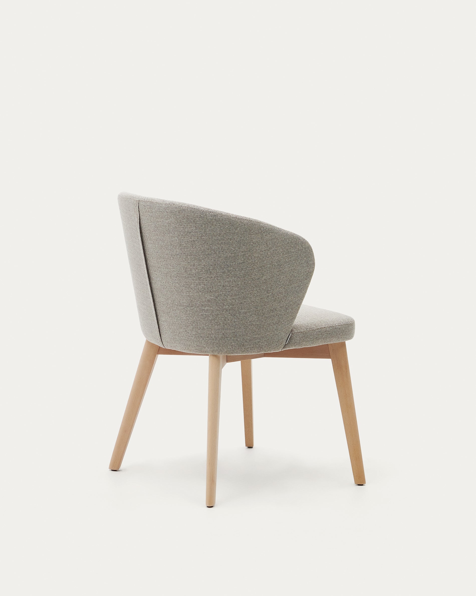 Darice chair in brown chenille and 100% FSC certified solid beech wood with a natural finish