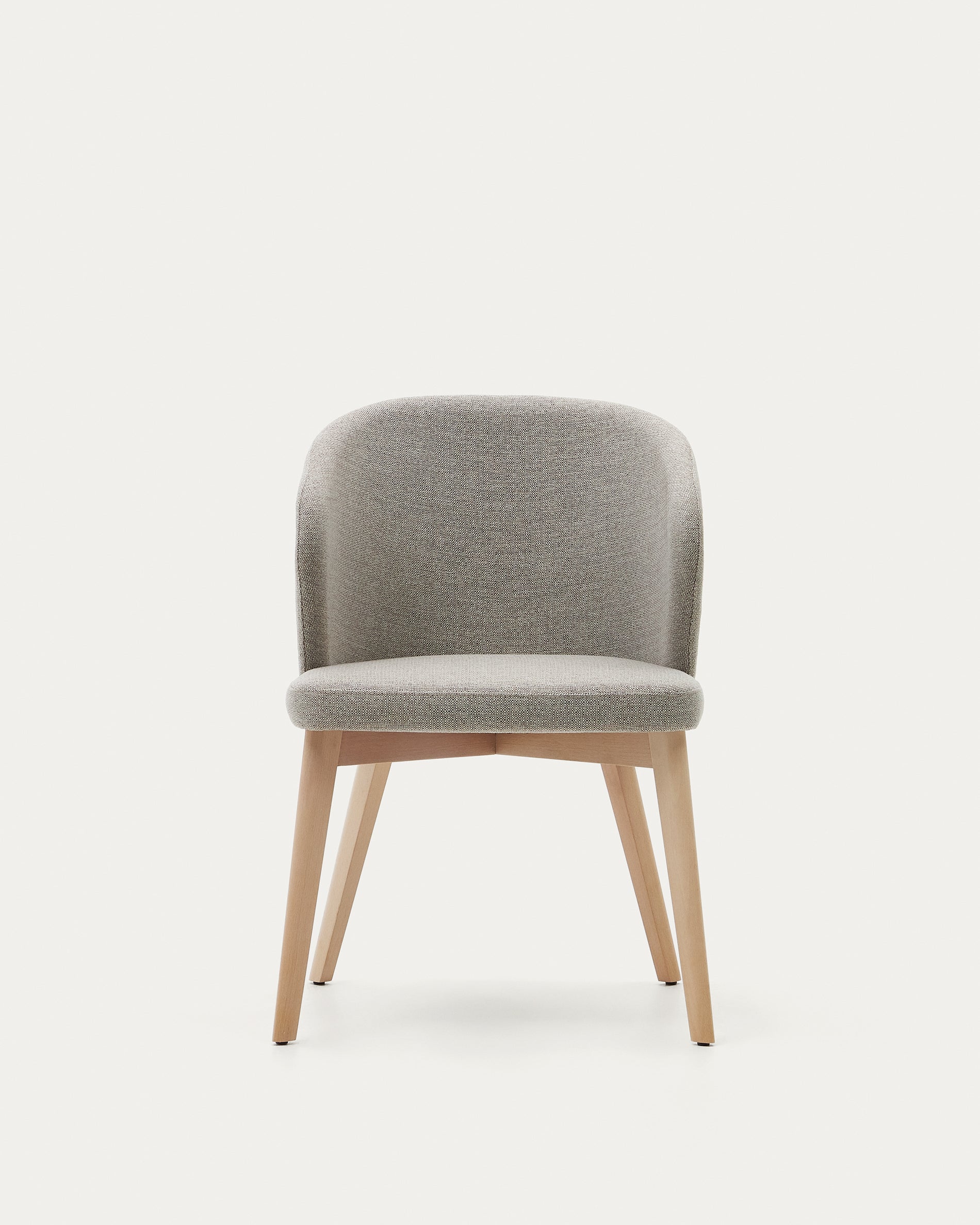 Darice chair in brown chenille and 100% FSC certified solid beech wood with a natural finish