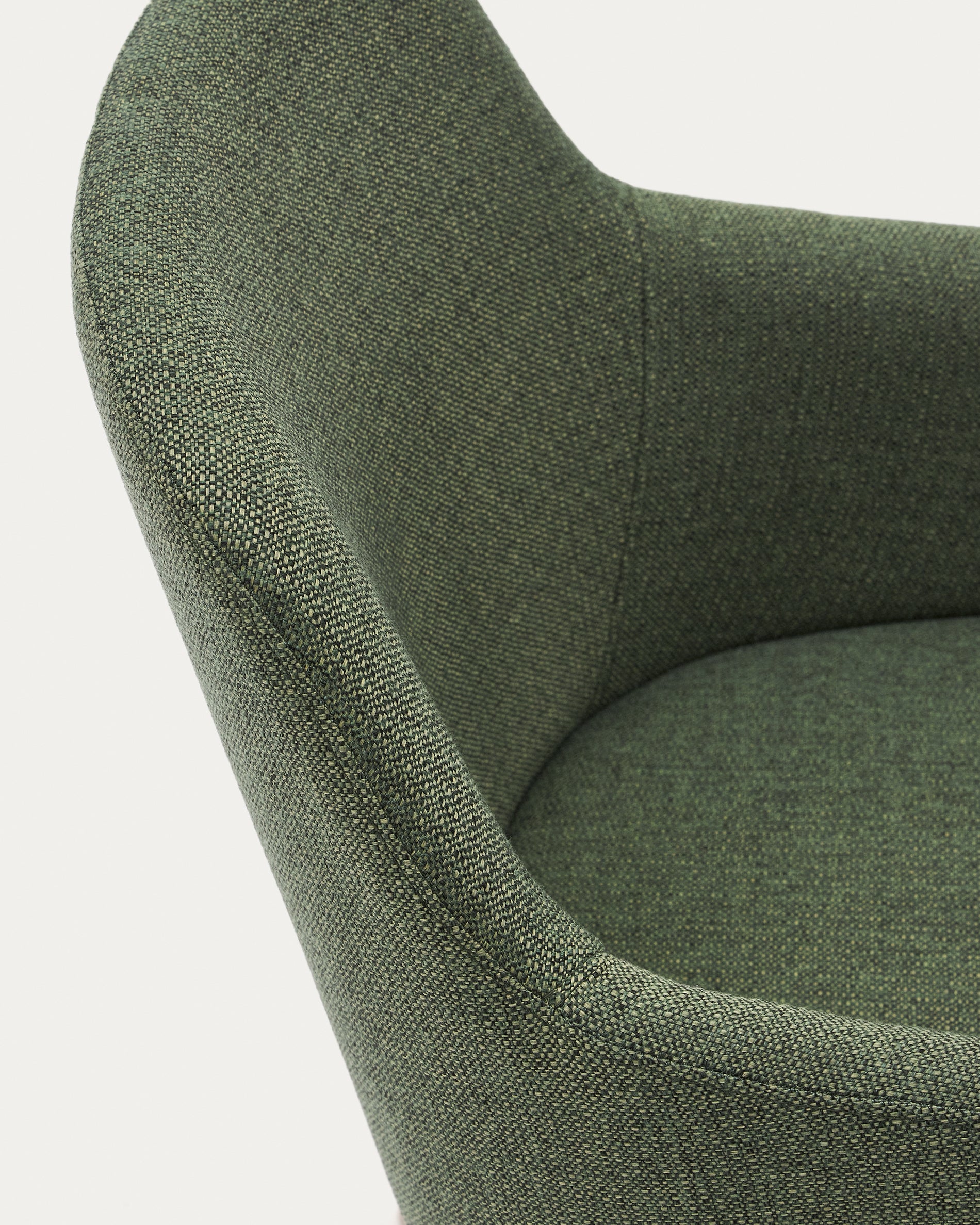 Nelida chair in green chenille and 100% FSC certified solid beech wood with a natural finish