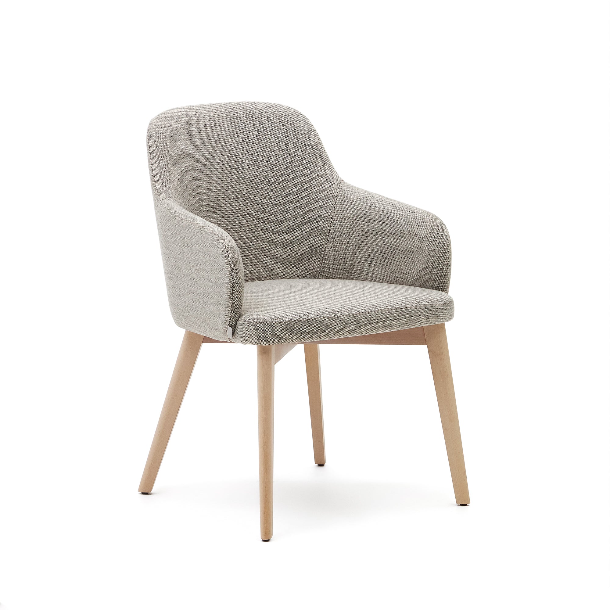 Nelida chair in brown chenille and 100% FSC certified solid beech wood with a natural finish