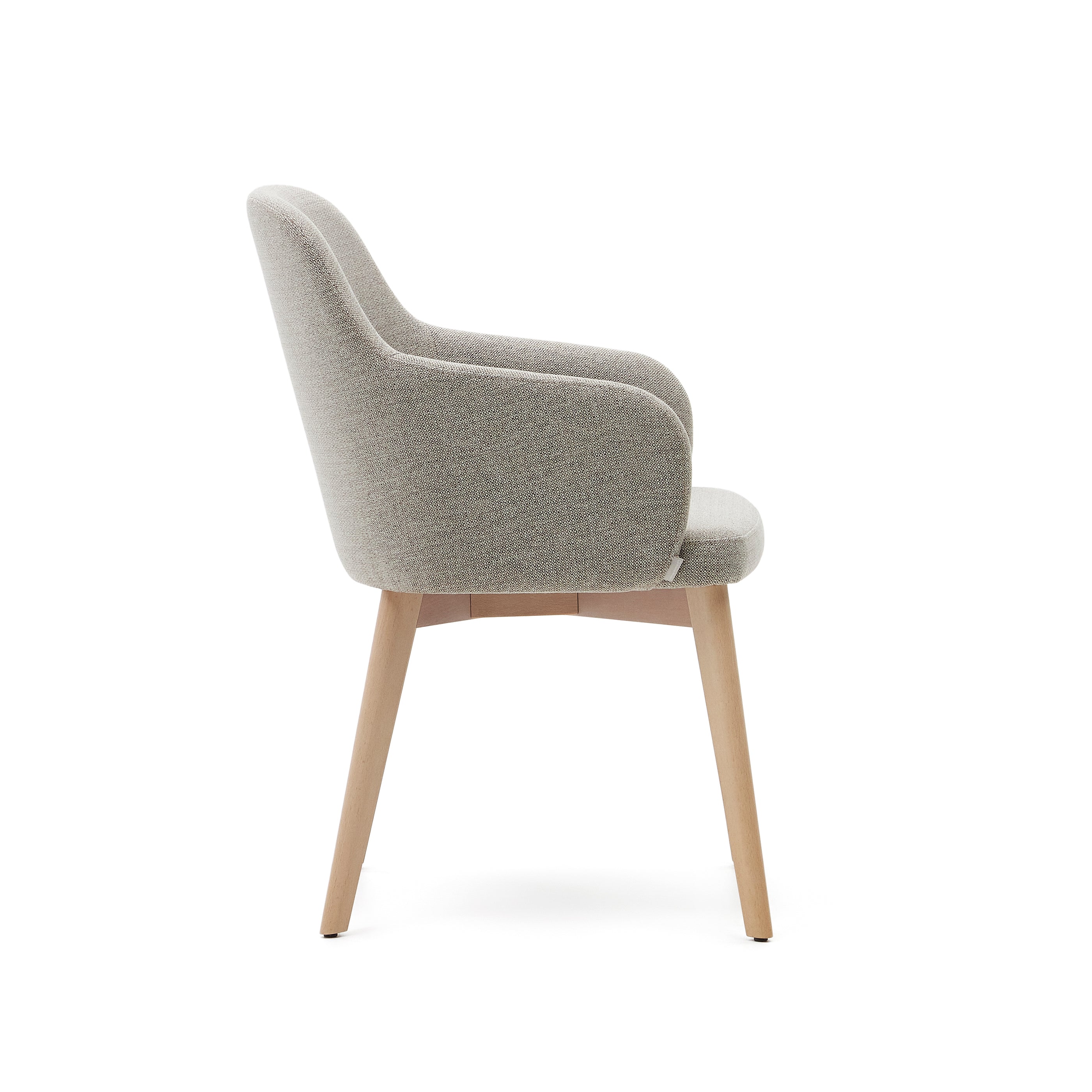 Nelida chair in brown chenille and solid beech wood in a natural finish FSC 100% - Product Image