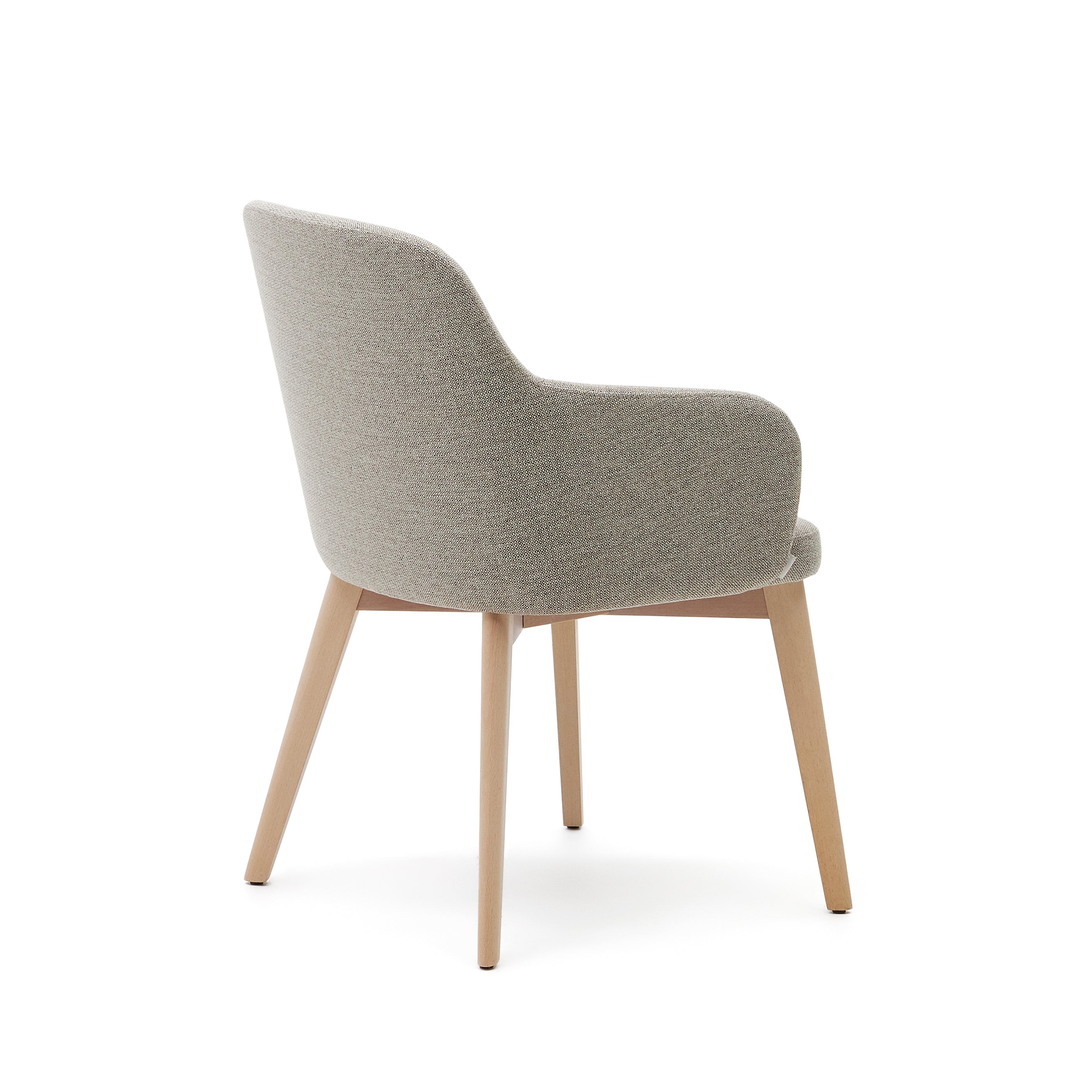 Nelida chair in brown chenille and solid beech wood in a natural finish FSC 100% - Product Image