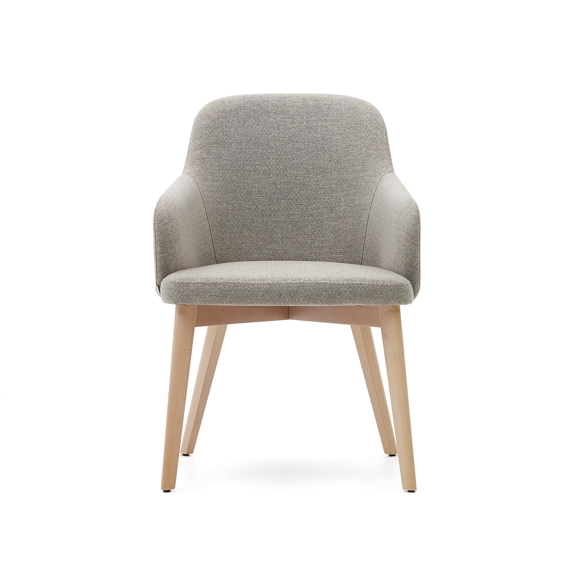 Nelida chair in brown chenille and solid beech wood in a natural finish FSC 100% - Product Image