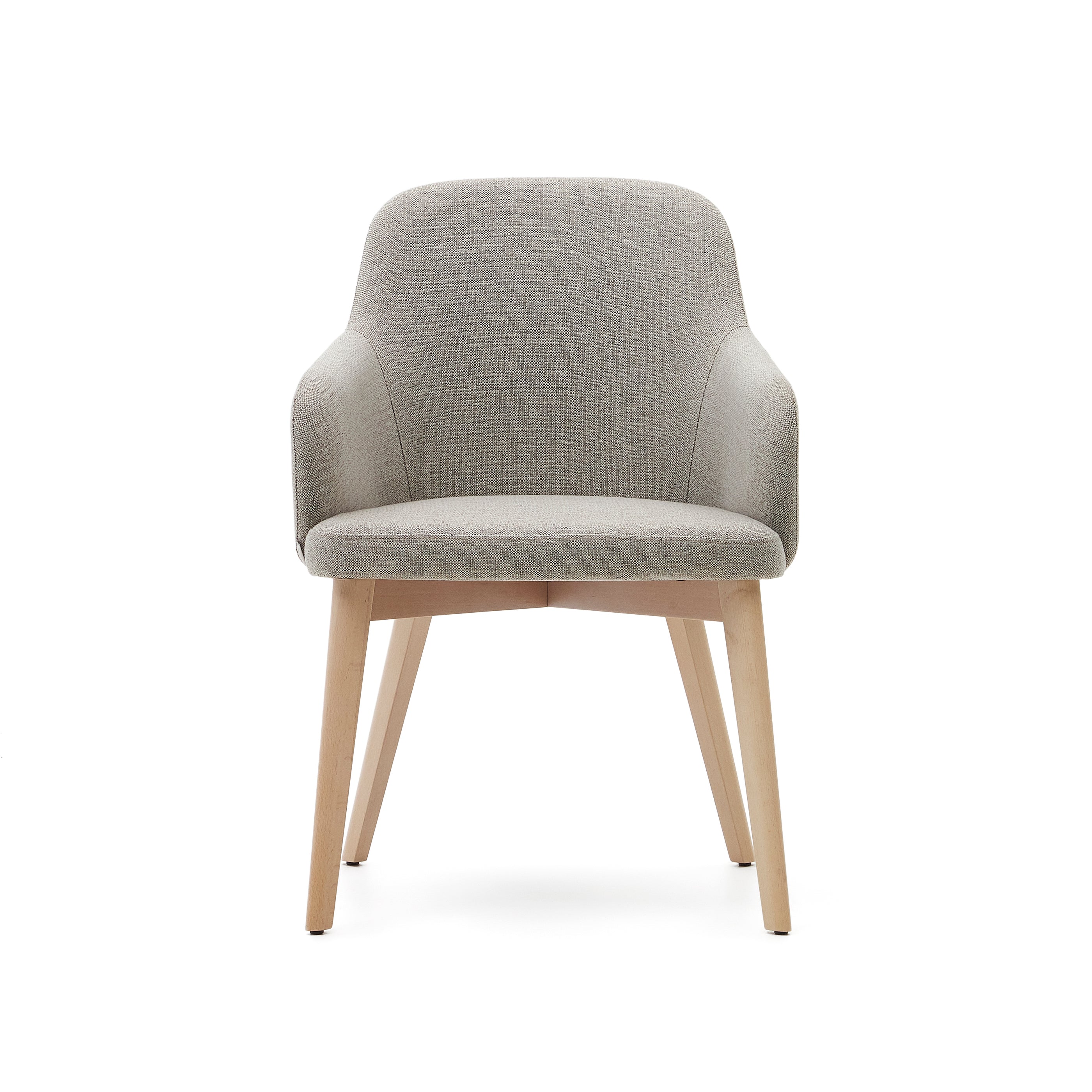 Nelida chair in brown chenille and solid beech wood in a natural finish FSC 100% - Product Image