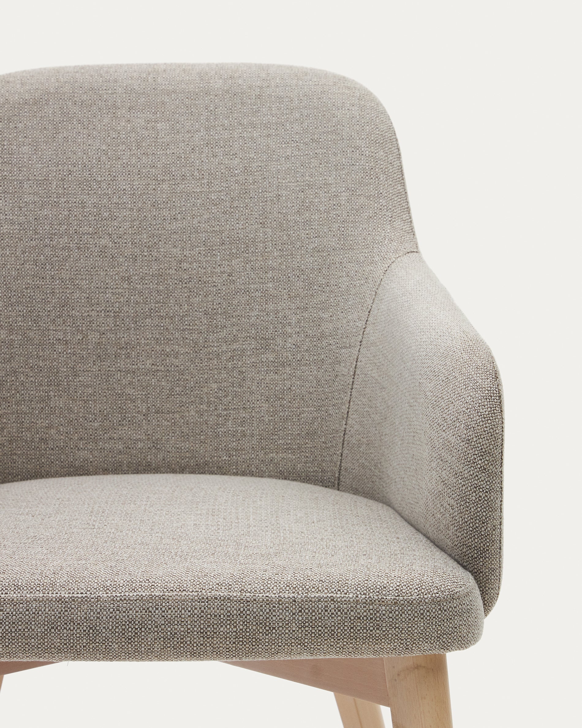 Nelida chair in brown chenille and solid beech wood in a natural finish FSC 100% - Detail