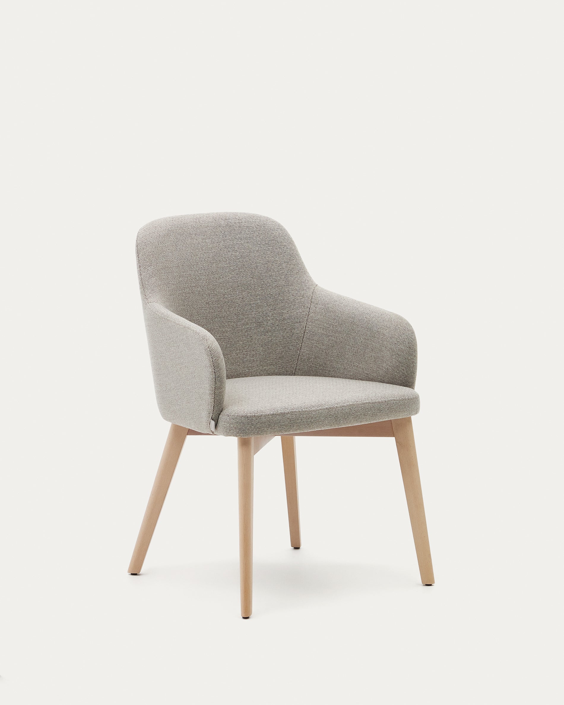 Nelida chair in brown chenille and solid beech wood in a natural finish FSC 100% - Product View