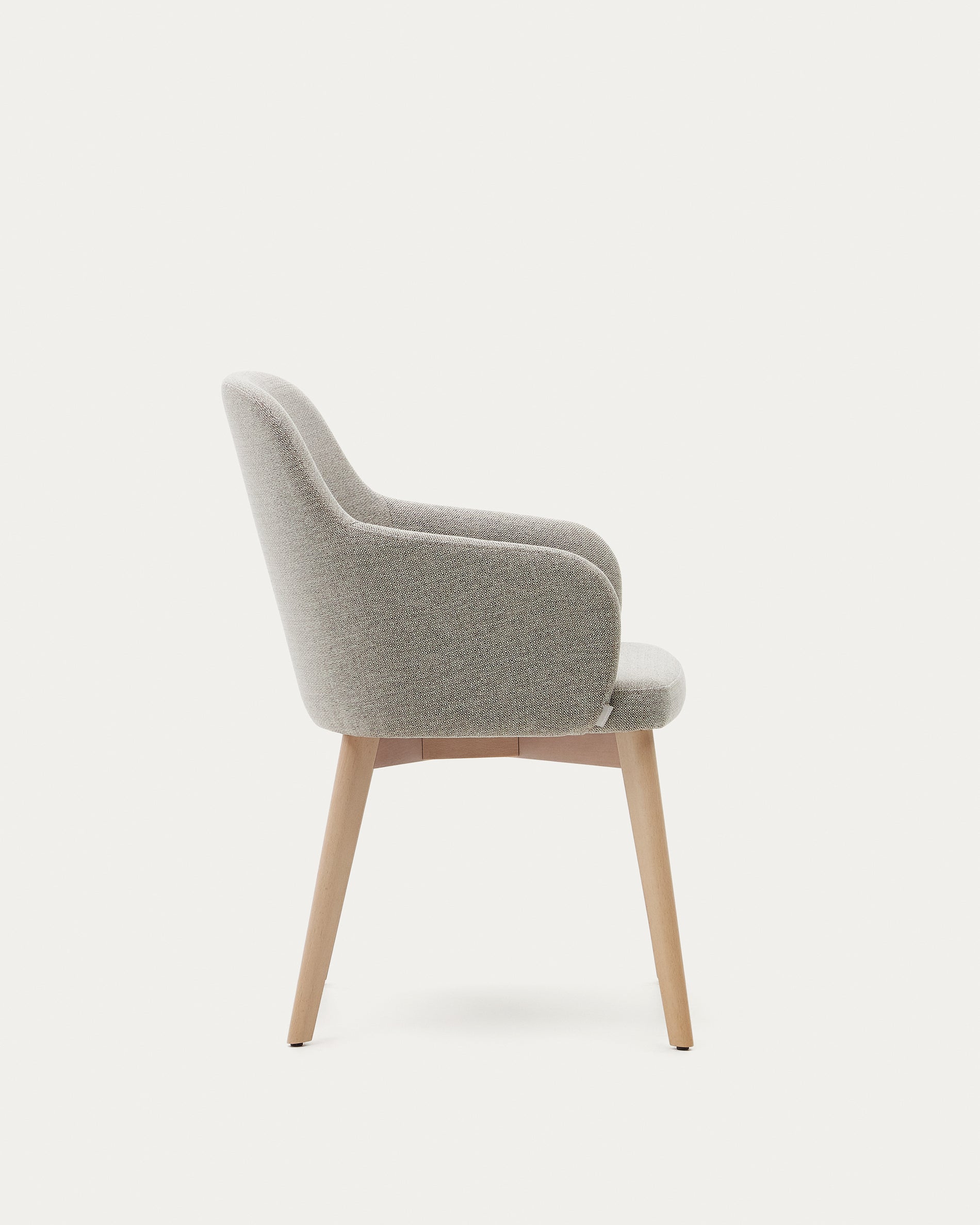 Nelida chair in brown chenille and solid beech wood in a natural finish FSC 100% - Product View