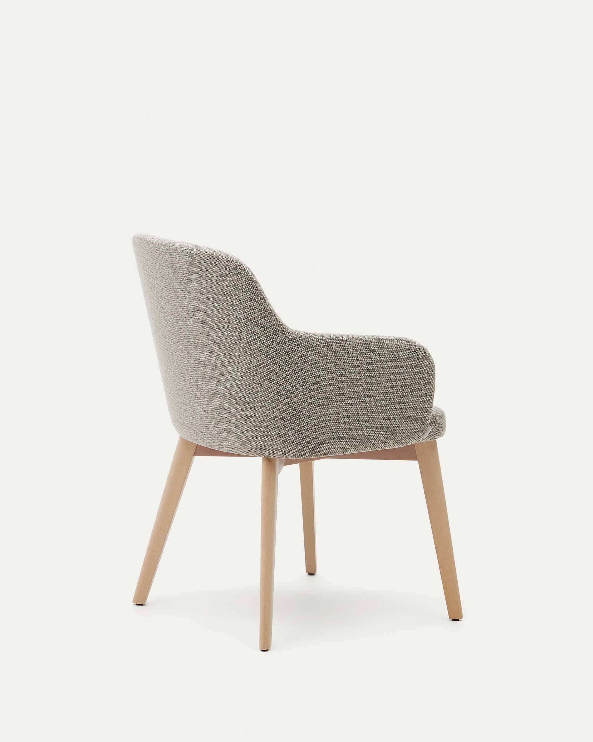 Nelida chair in brown chenille and solid beech wood in a natural finish FSC 100% - Product View