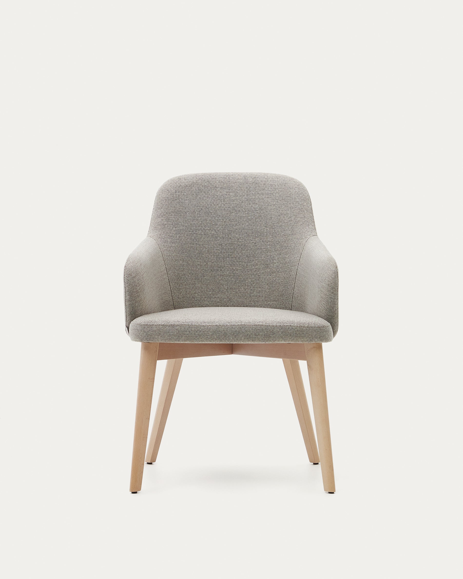 Nelida chair in brown chenille and solid beech wood in a natural finish FSC 100% - Product View