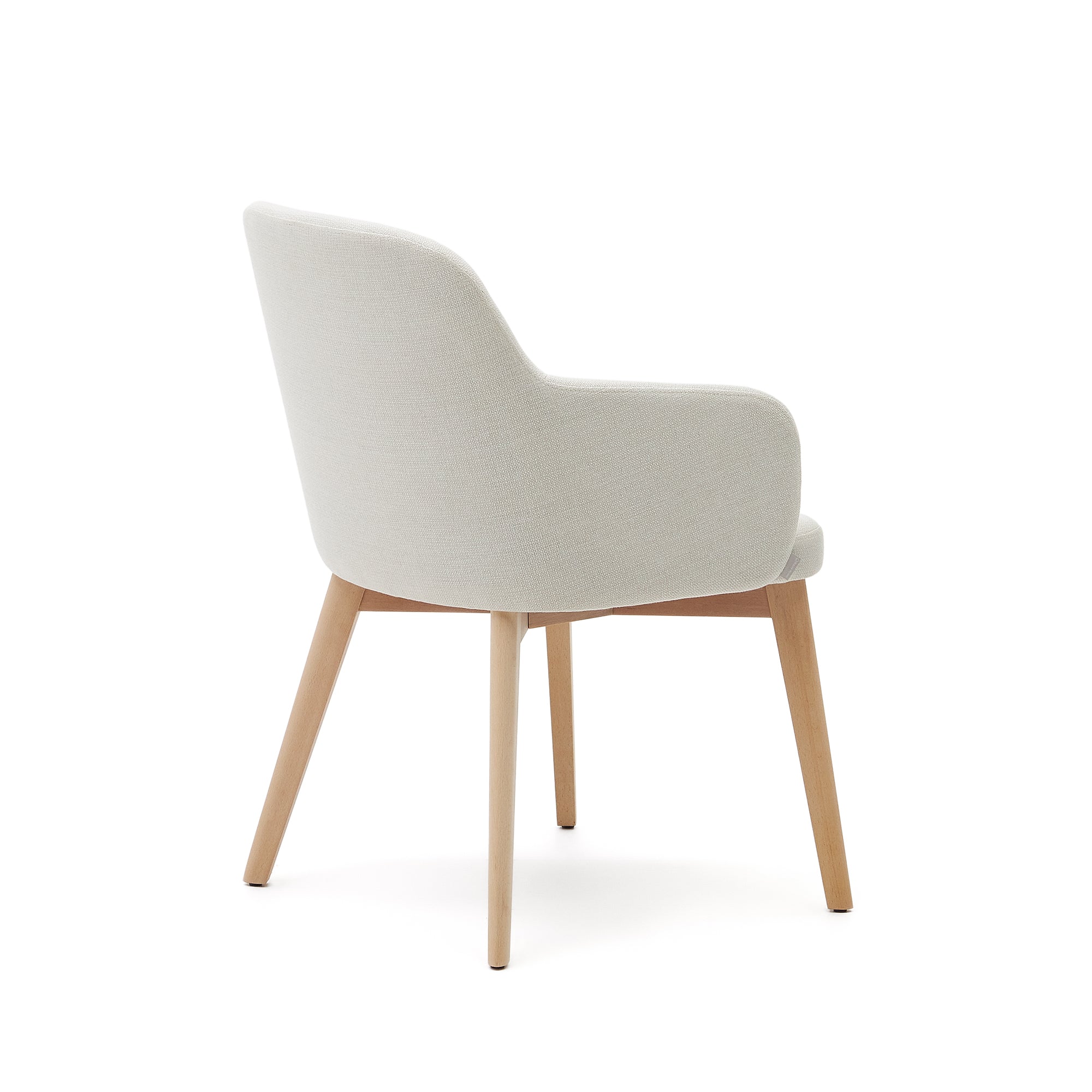 Nelida chair in beige chenille and 100% FSC certified solid beech wood with a natural finish