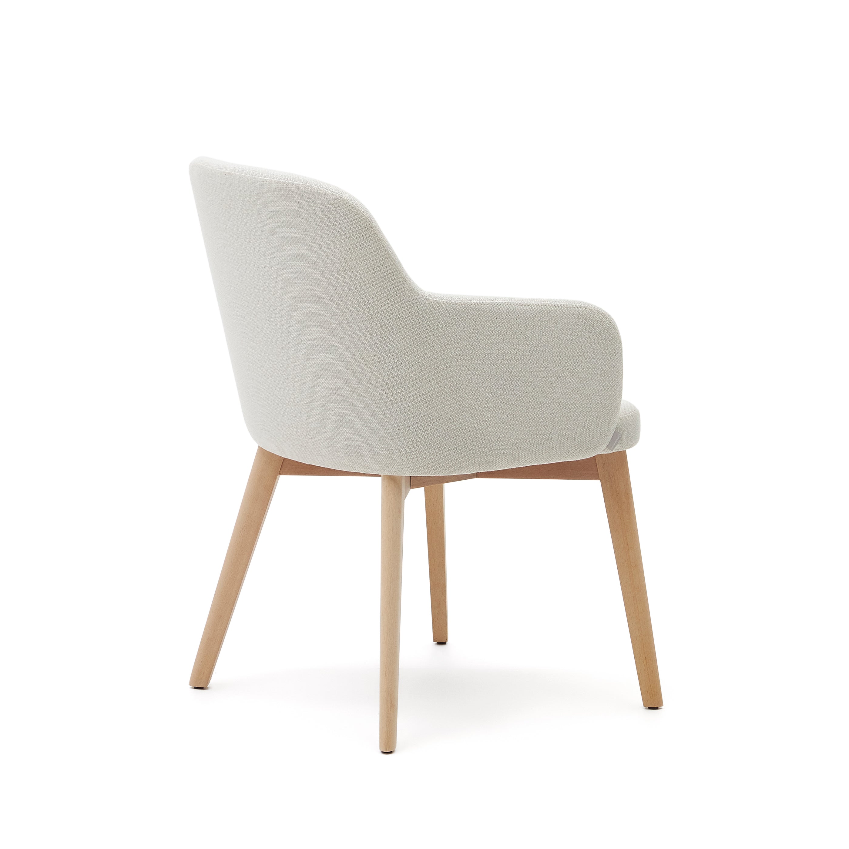Nelida chair in beige chenille and solid beech wood in a natural finish FSC 100% - Product Image