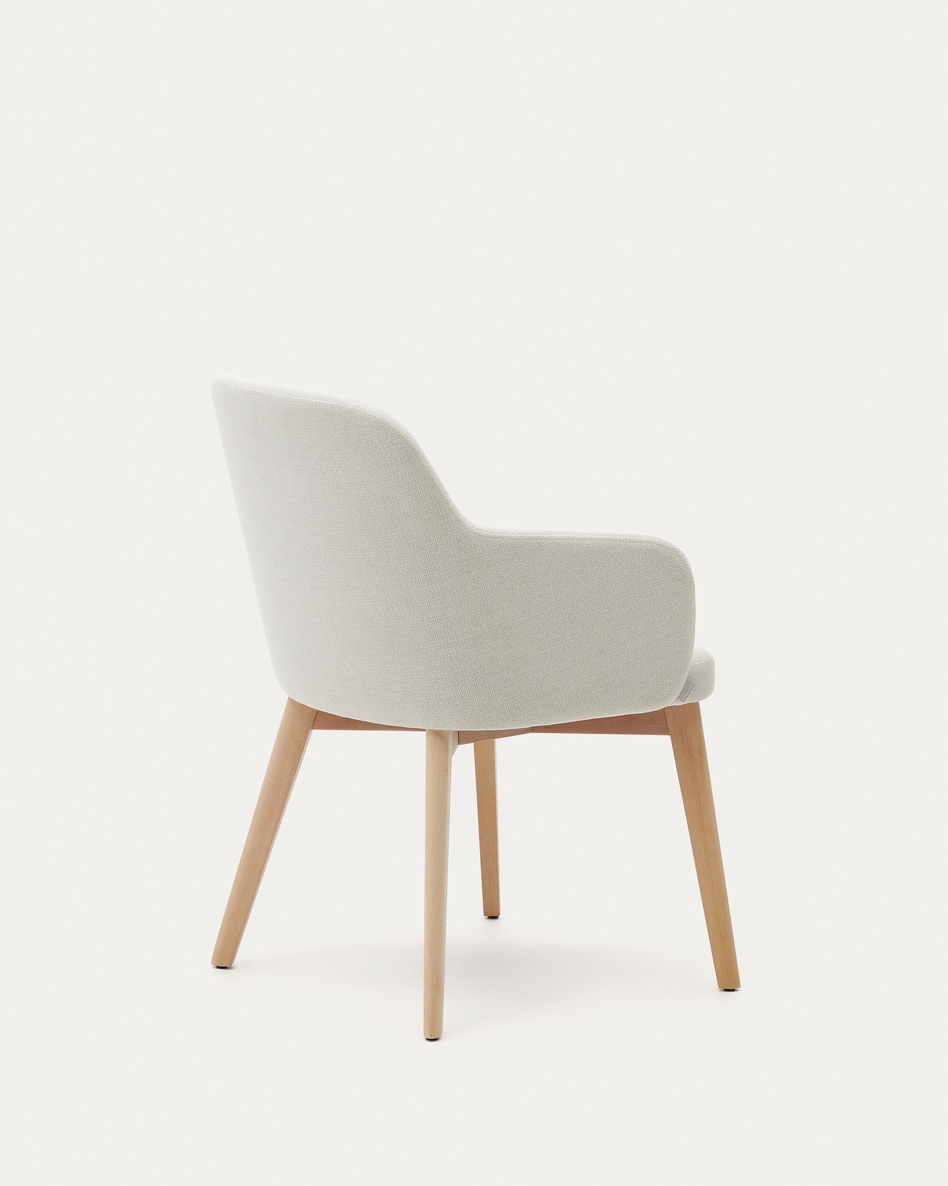 Nelida chair in beige chenille and 100% FSC certified solid beech wood with a natural finish