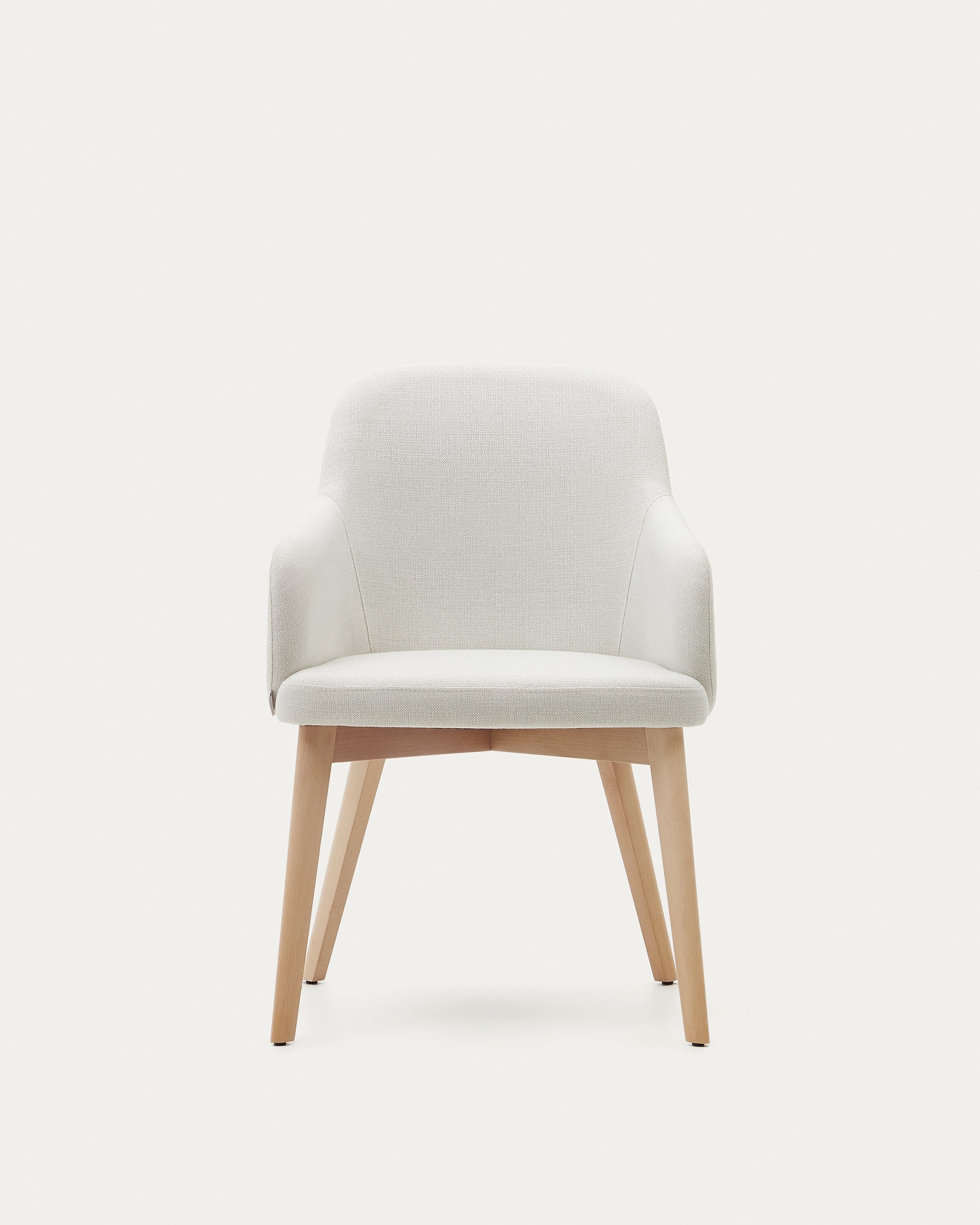 Nelida chair in beige chenille and solid beech wood in a natural finish FSC 100% - Product View