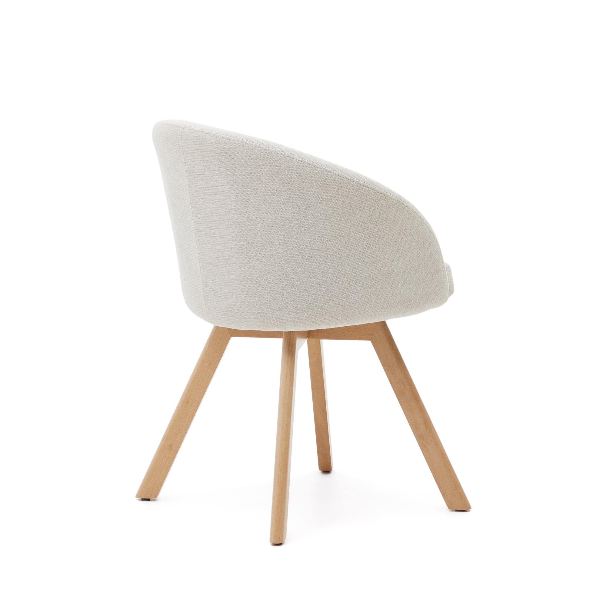 Marvin beige chenille swivel chair with solid beech wood legs in a natural finish FSC 100% - Product Image