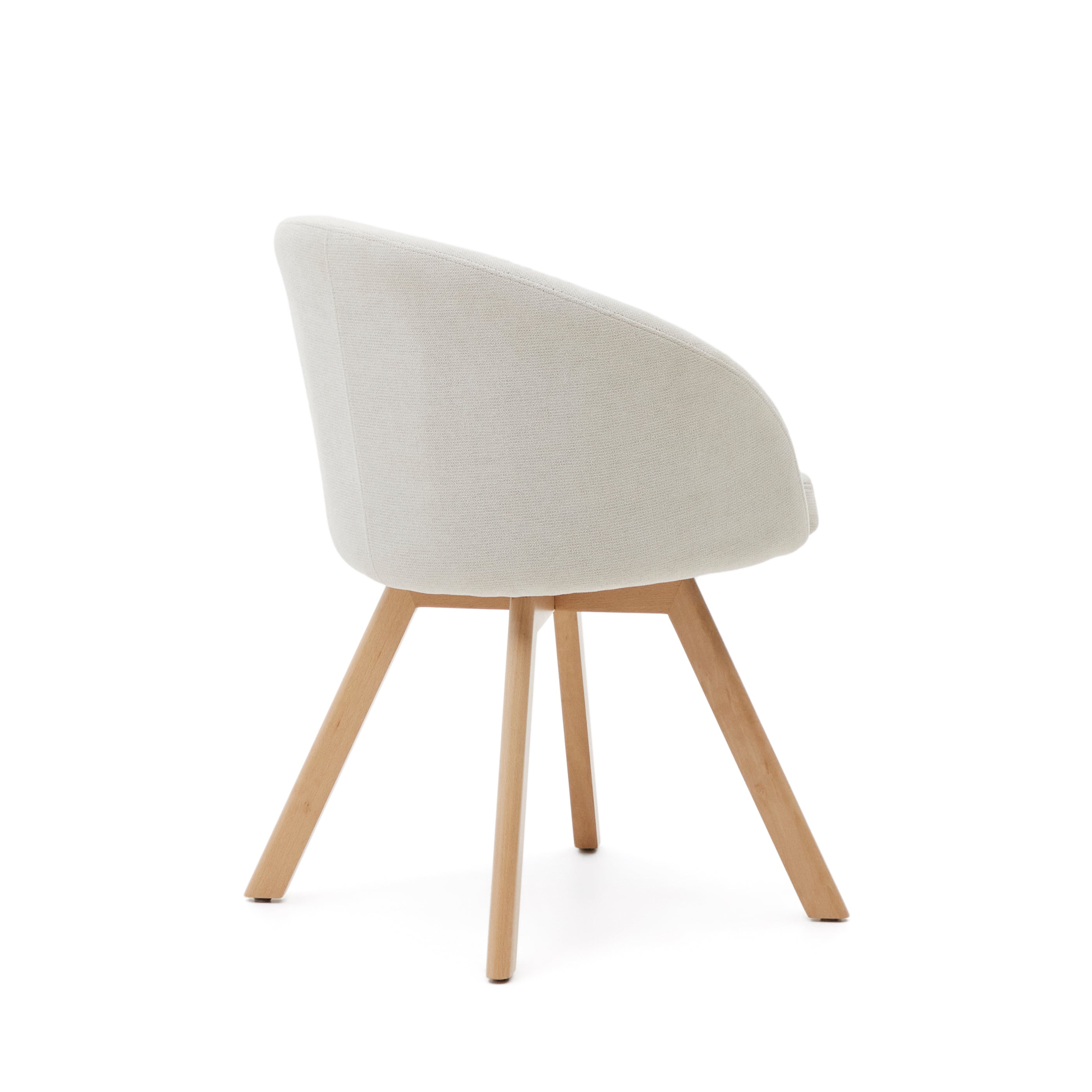 Marvin beige chenille swivel chair with solid beech wood legs in a natural finish FSC 100% - Product Image