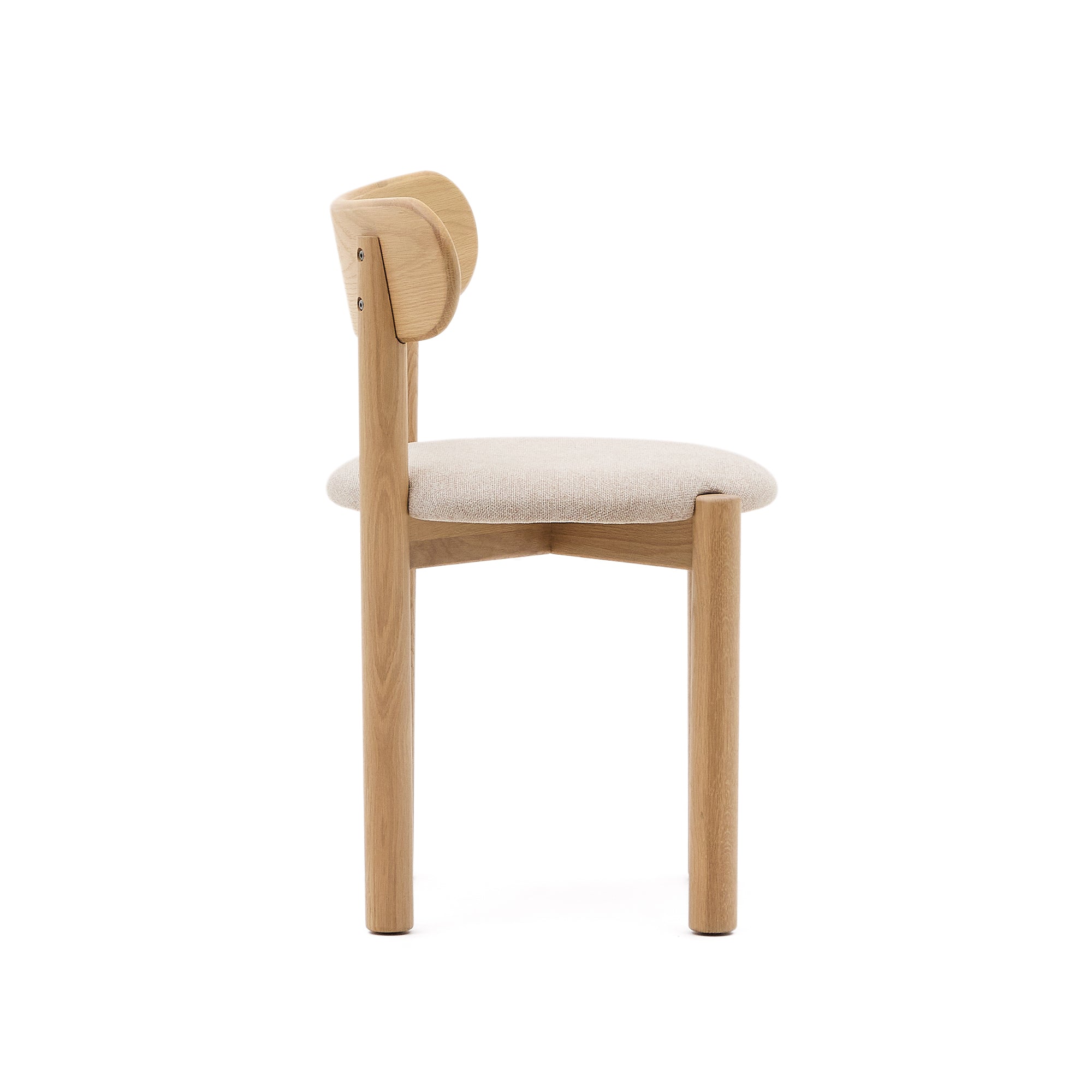 Nebai chair with brown chenille upholstery, solid oak structure and walnut finish, FSC MIX Credit