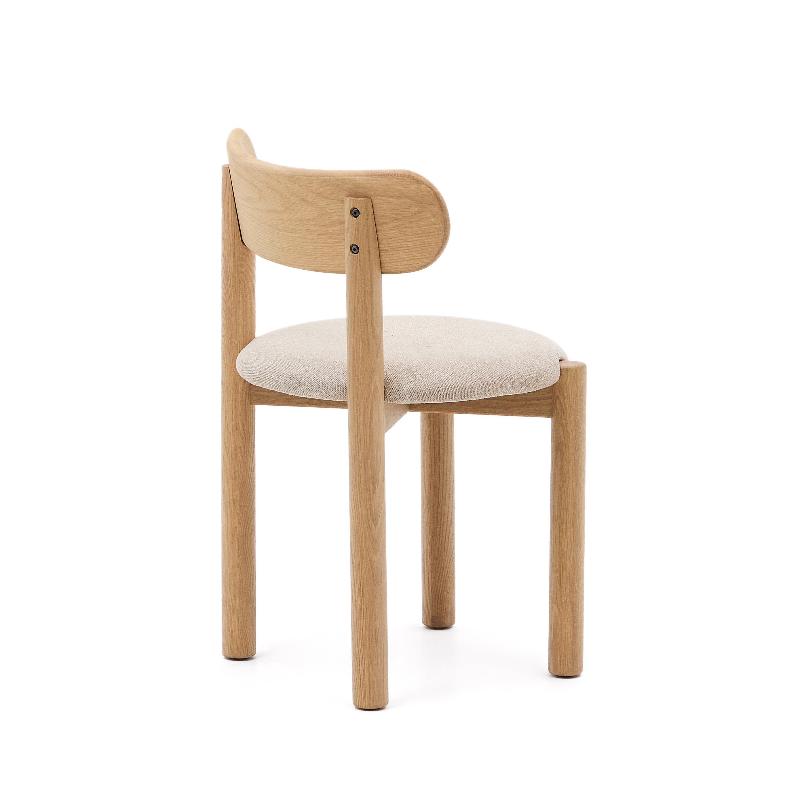 Nebai chair with brown chenille upholstery, solid oak structure and walnut finish, FSC MIX Credit