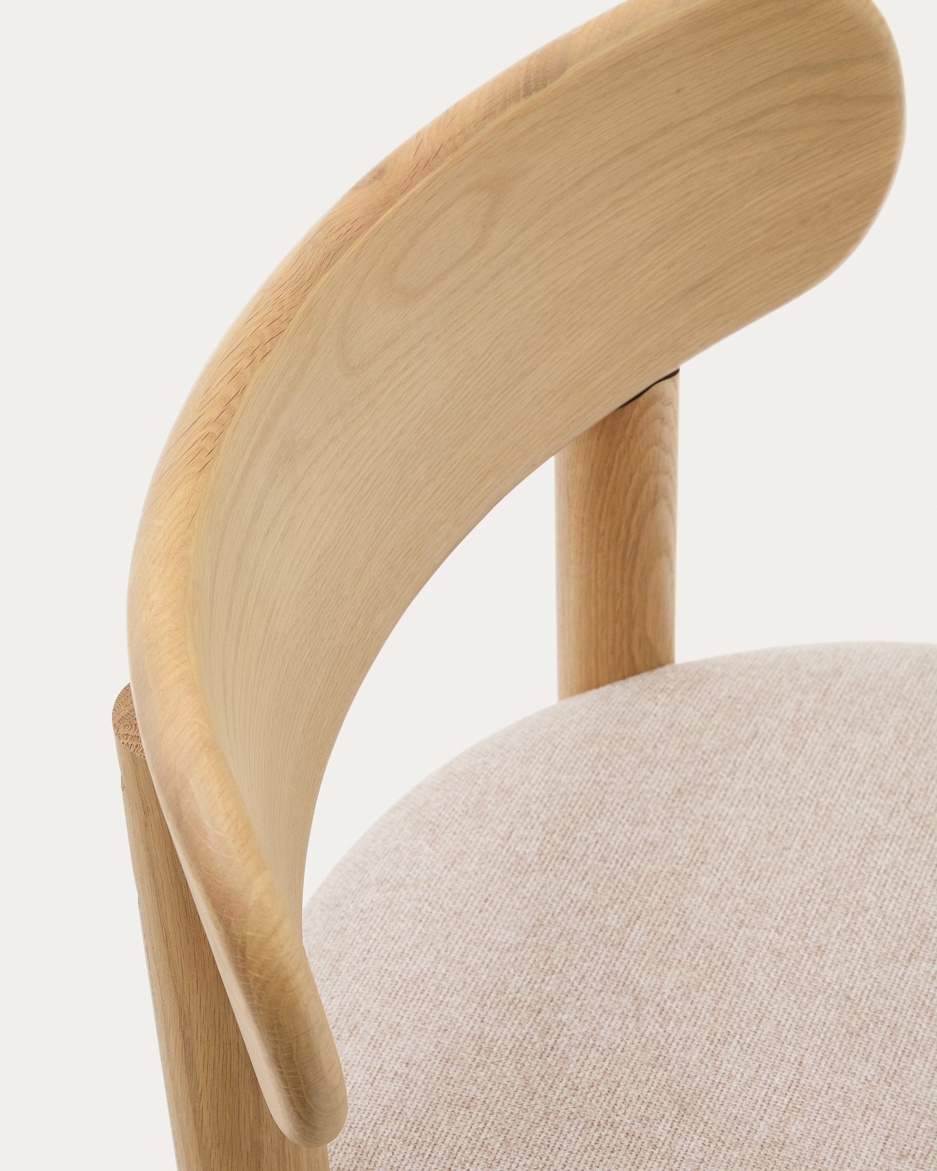 Nebai chair with brown chenille upholstery, solid oak structure and walnut finish, FSC MIX Credit