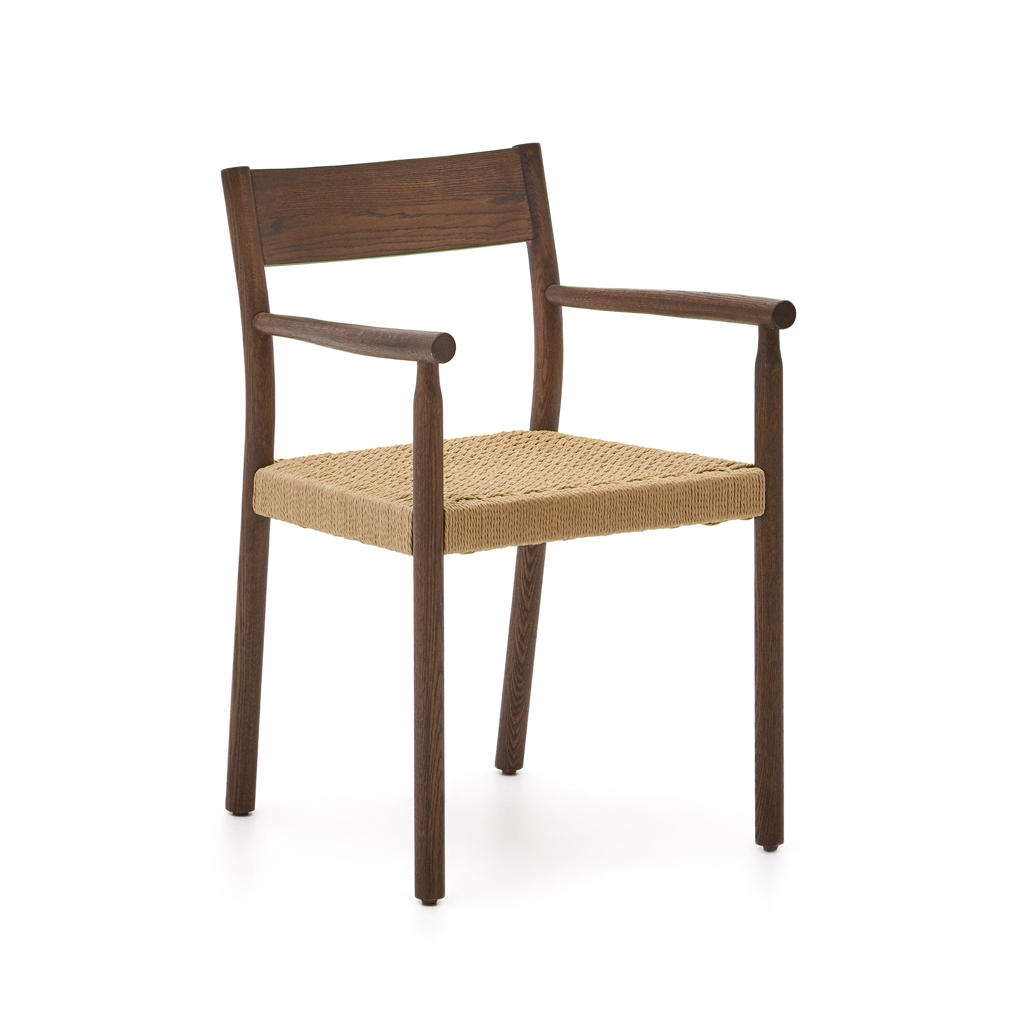 Yalia chair in solid oak with walnut finish and rope seat FSC 100% - Product Image